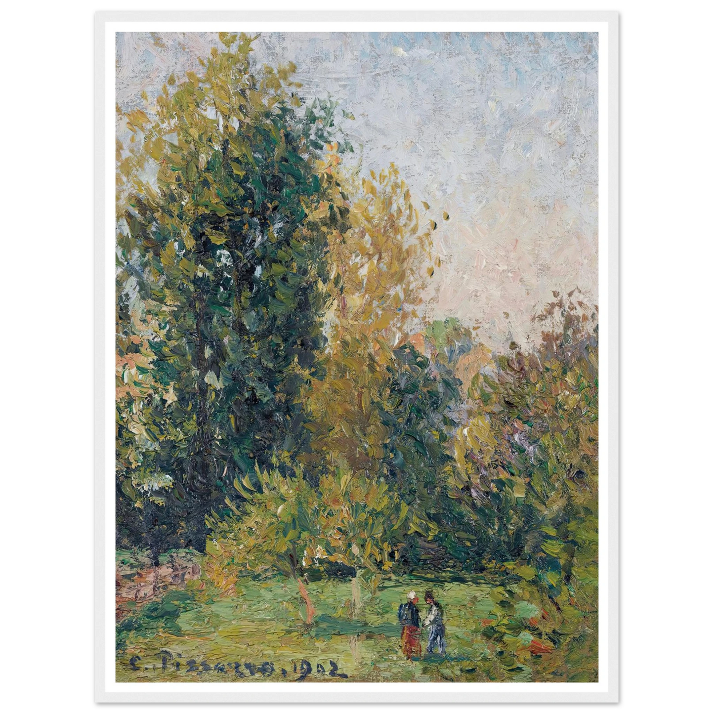 Paysage Avec Deux Personnages, Éragny, Automne (1902) Art Print | Camille Pissarro-Quipham Collections