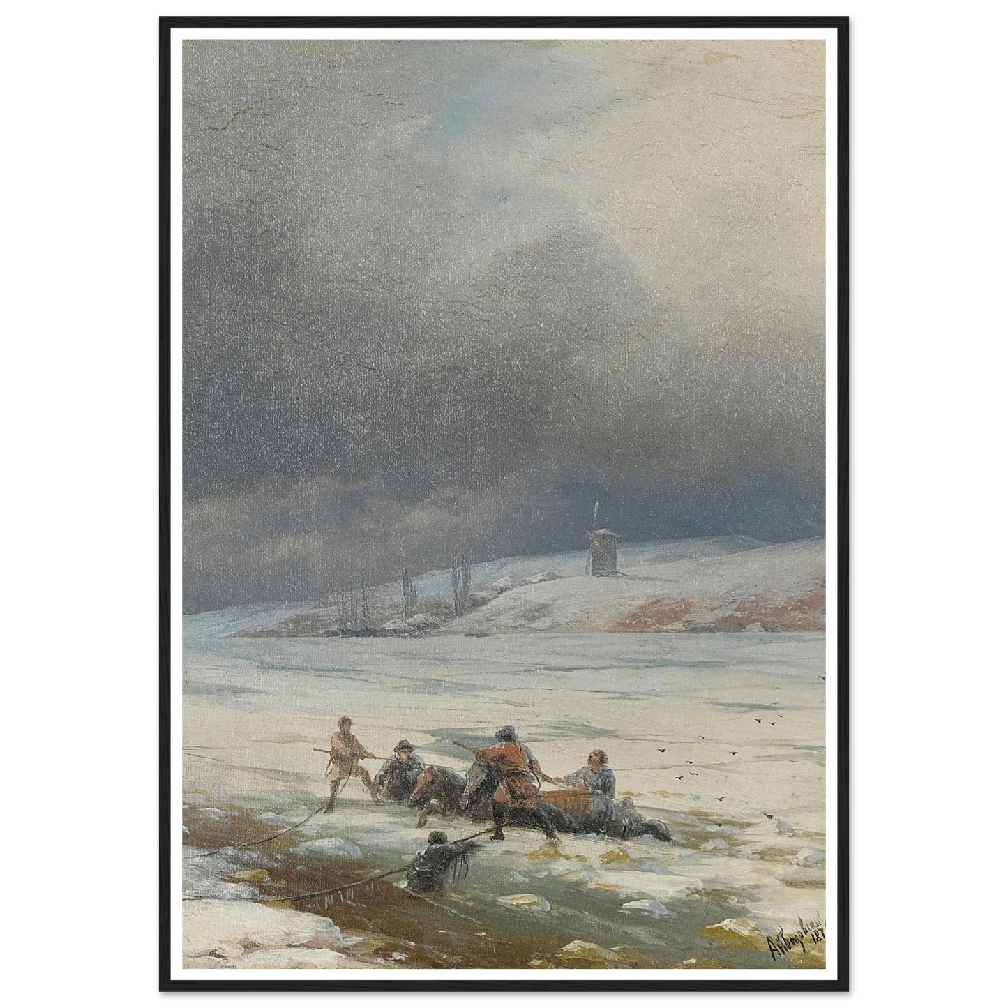 Hauling a Horse and Cart out of the Ice (1876) Art Print | Ivan Konstantinovich Aivazovsky-Quipham Collections