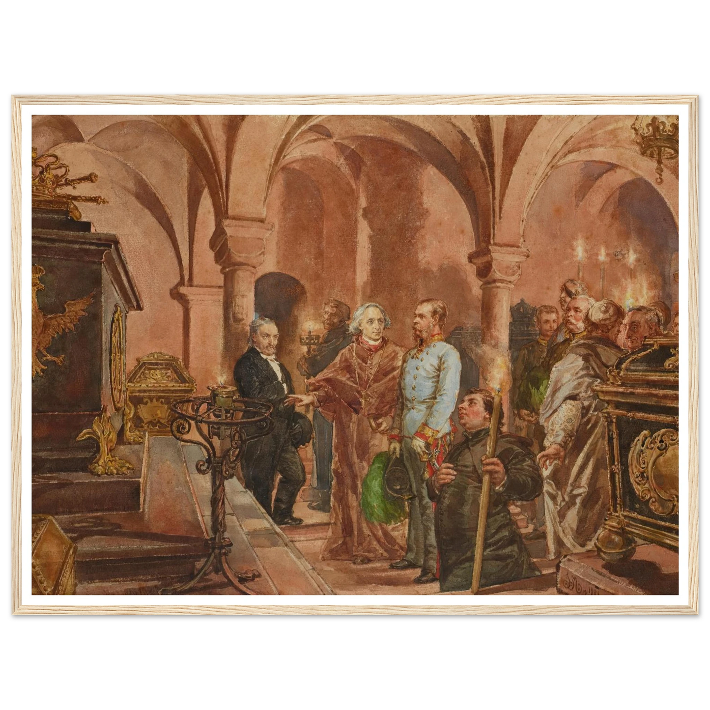 The Emperor in Front of the Sarcophagus of John III Sobieski in Saint Leonard’s Crypt under the Wawel Cathedral (1881) Art Print | Jan Matejko-Quipham Collections