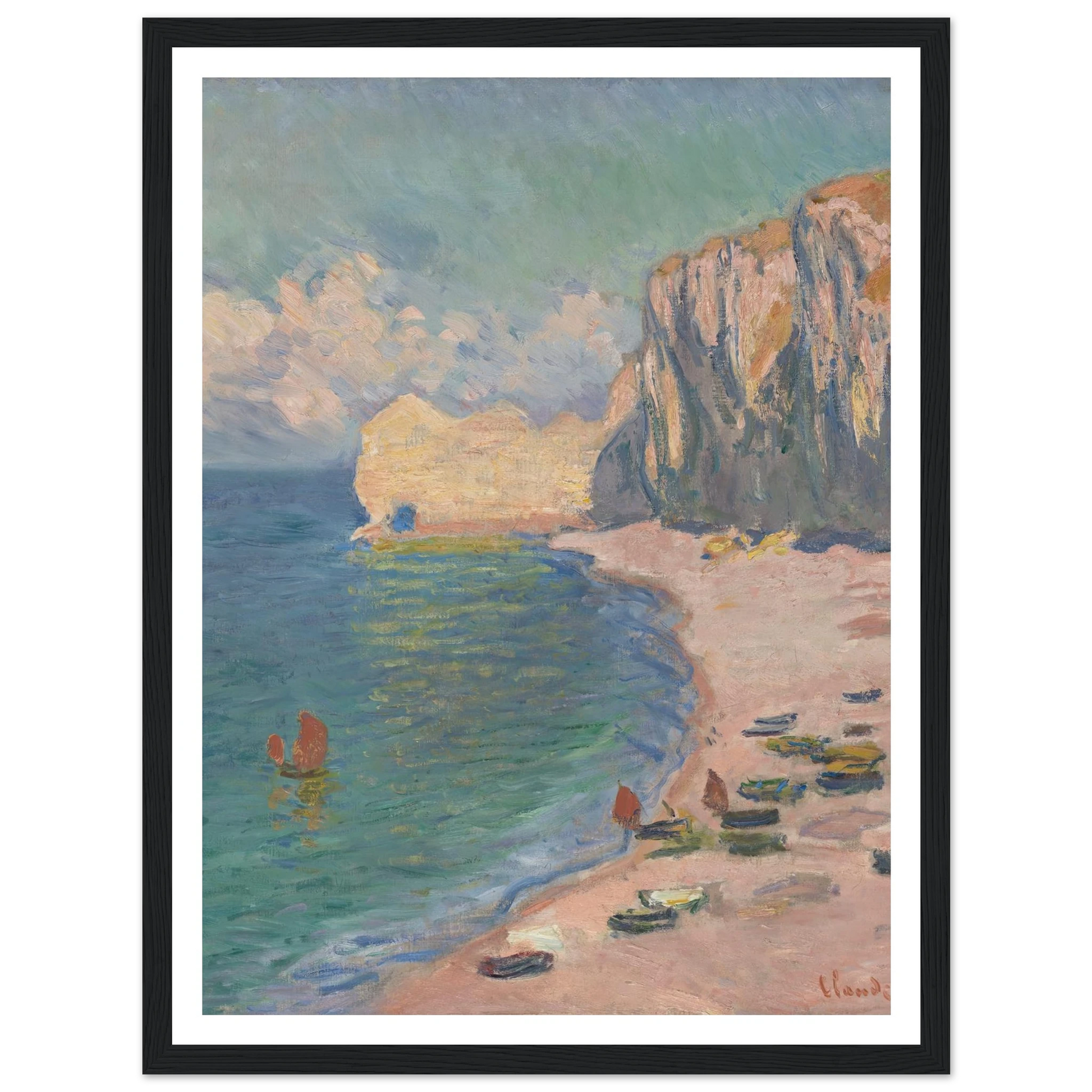 Étretat, The Beach and the Falaise d’Amont (1885) Art Print | Claude Monet-Quipham Collections