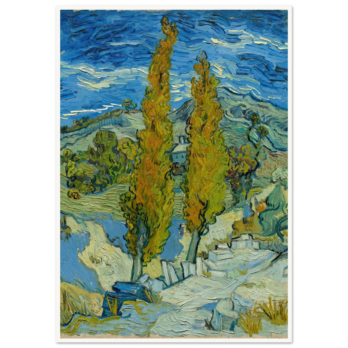 Two Poplars in the Alpilles near Saint-Rémy (1889) Art Print | Vincent van Gogh-Quipham Collections