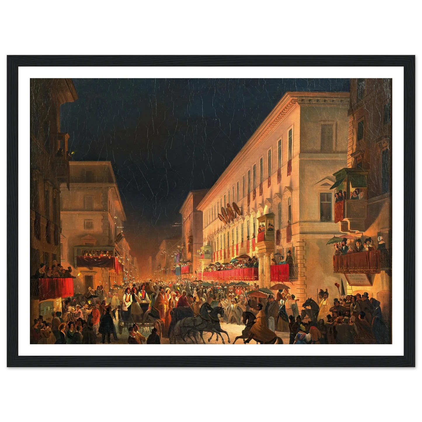 Carnival In Rome, The Feast Of Moccoletti Art Print | Ippolito Caffi-Quipham Collections