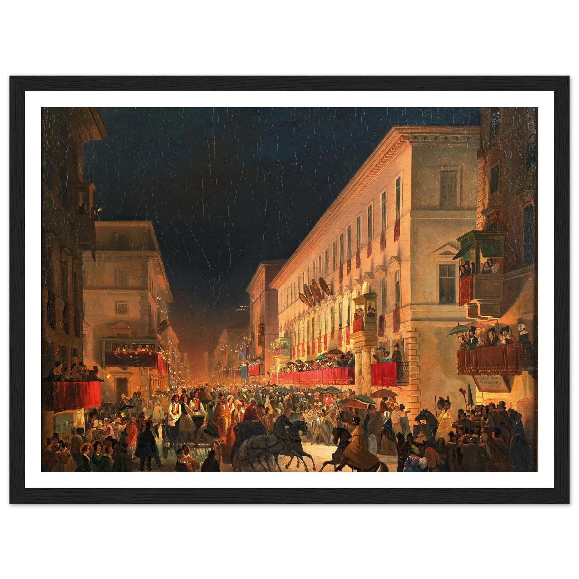 Carnival In Rome, The Feast Of Moccoletti Art Print | Ippolito Caffi-Quipham Collections