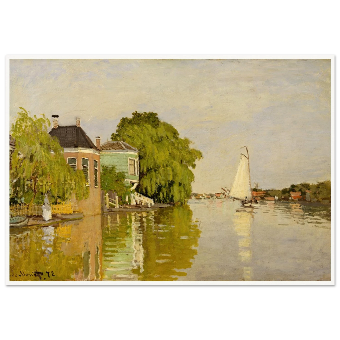 Houses on the Achterzaan (1871) Art Print | Claude Monet-Quipham Collections