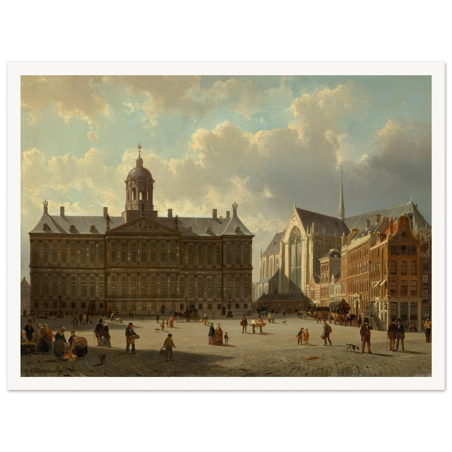 The Royal Palace and the Nieuwe Kerk on the Dam, Amsterdam (1855) Art Print | Cornelis Springer-Quipham Collections