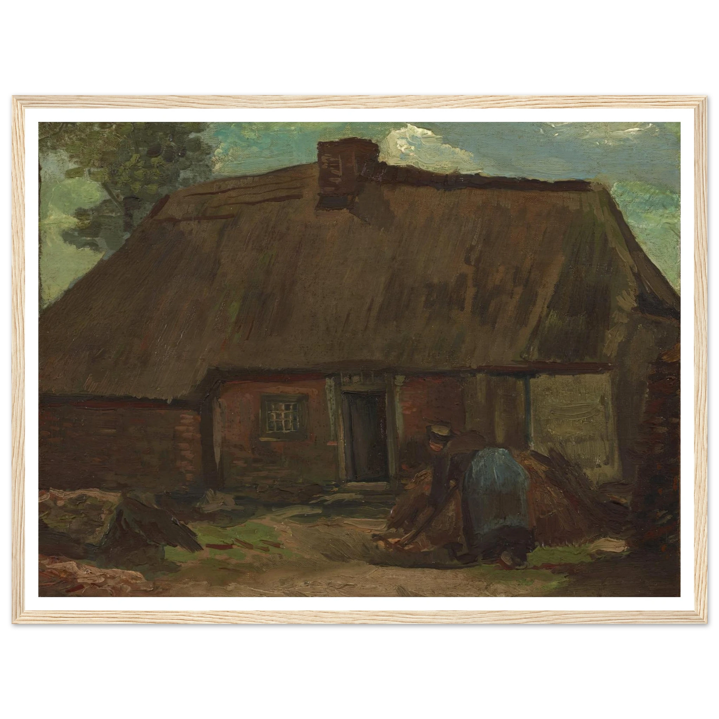 Cottage with Peasant Woman Digging (1885) Art Print | Vincent van Gogh-Quipham Collections