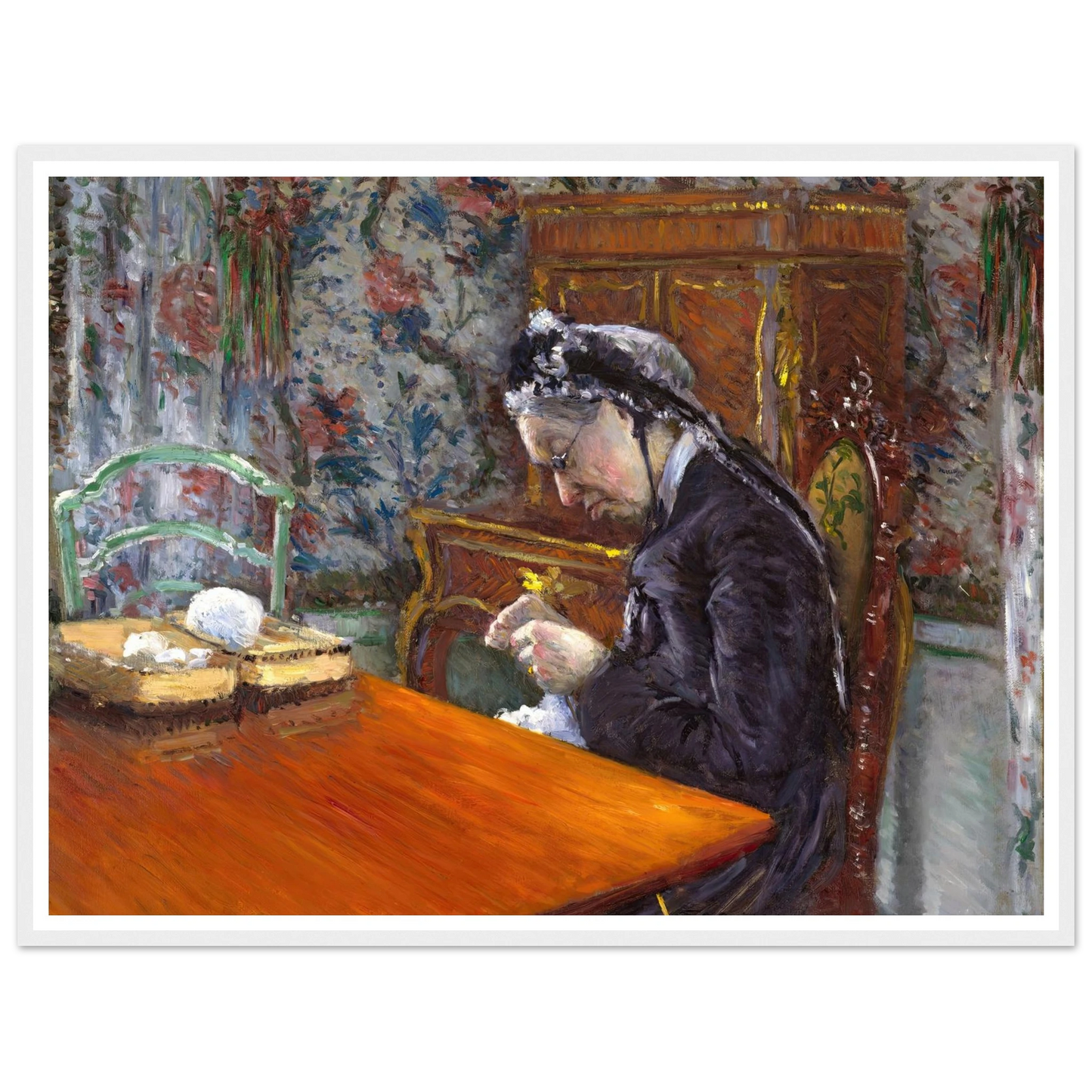 Mademoiselle Boissière Knitting (1877) Art Print | Gustave Caillebotte-Quipham Collections