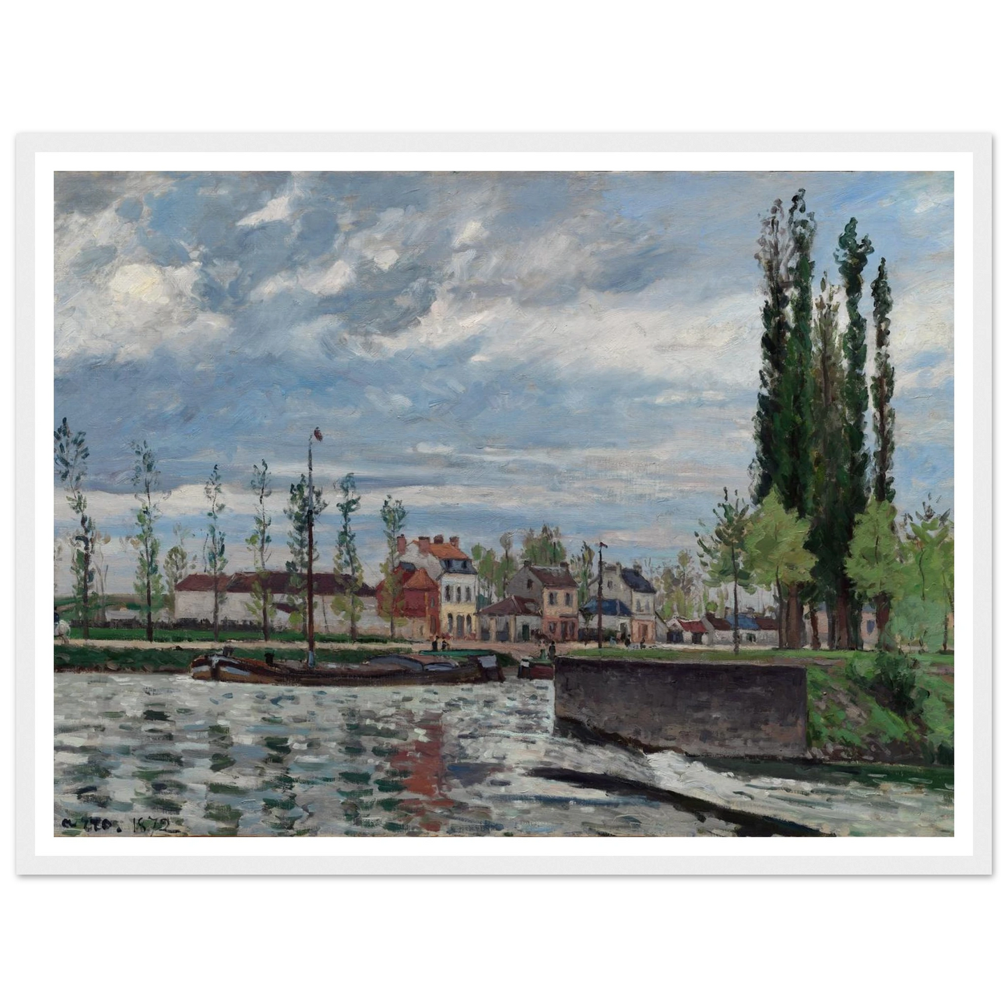 The Lock at Pontoise (1872) Art Print | Camille Pissarro-Quipham Collections