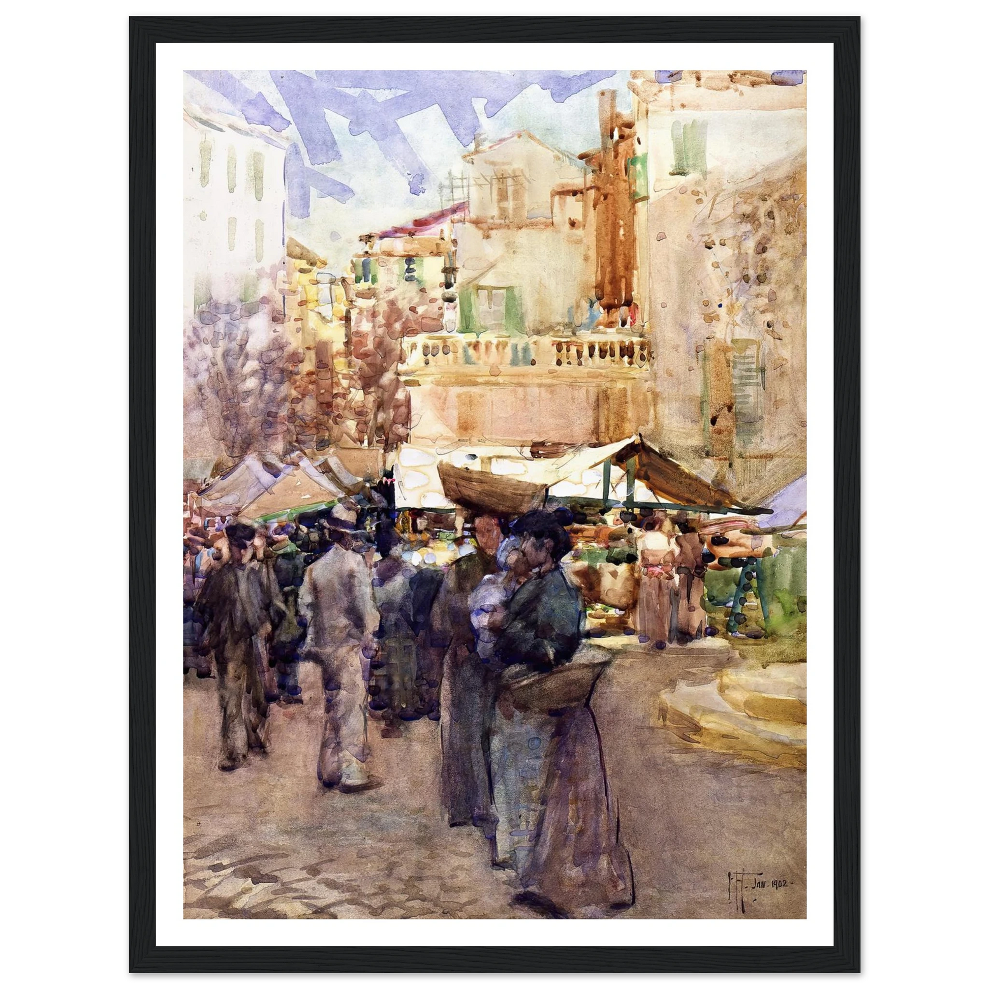 The market place, San Remo, Italy (1902) Art Print | Frances Hodgkins-Quipham Collections