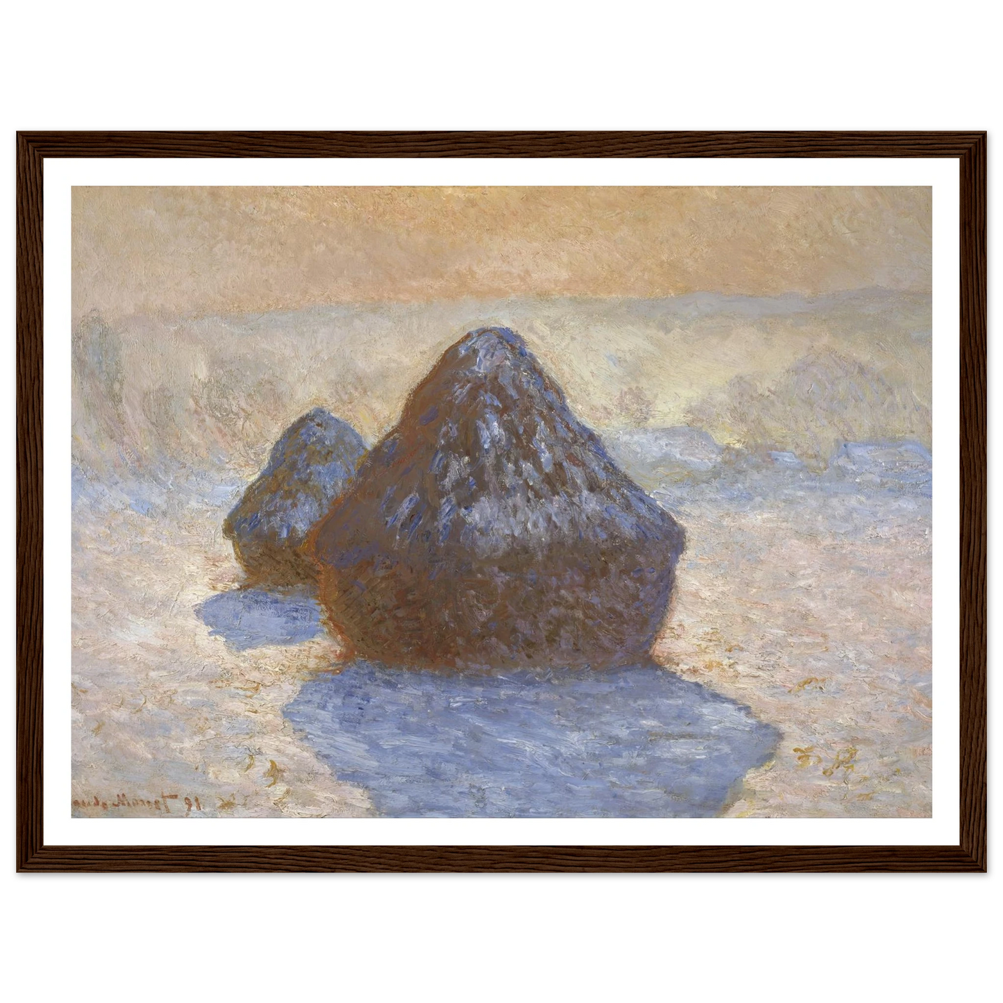 Haystacks- Snow Effect (1891) Art Print | Claude Monet-Quipham Collections
