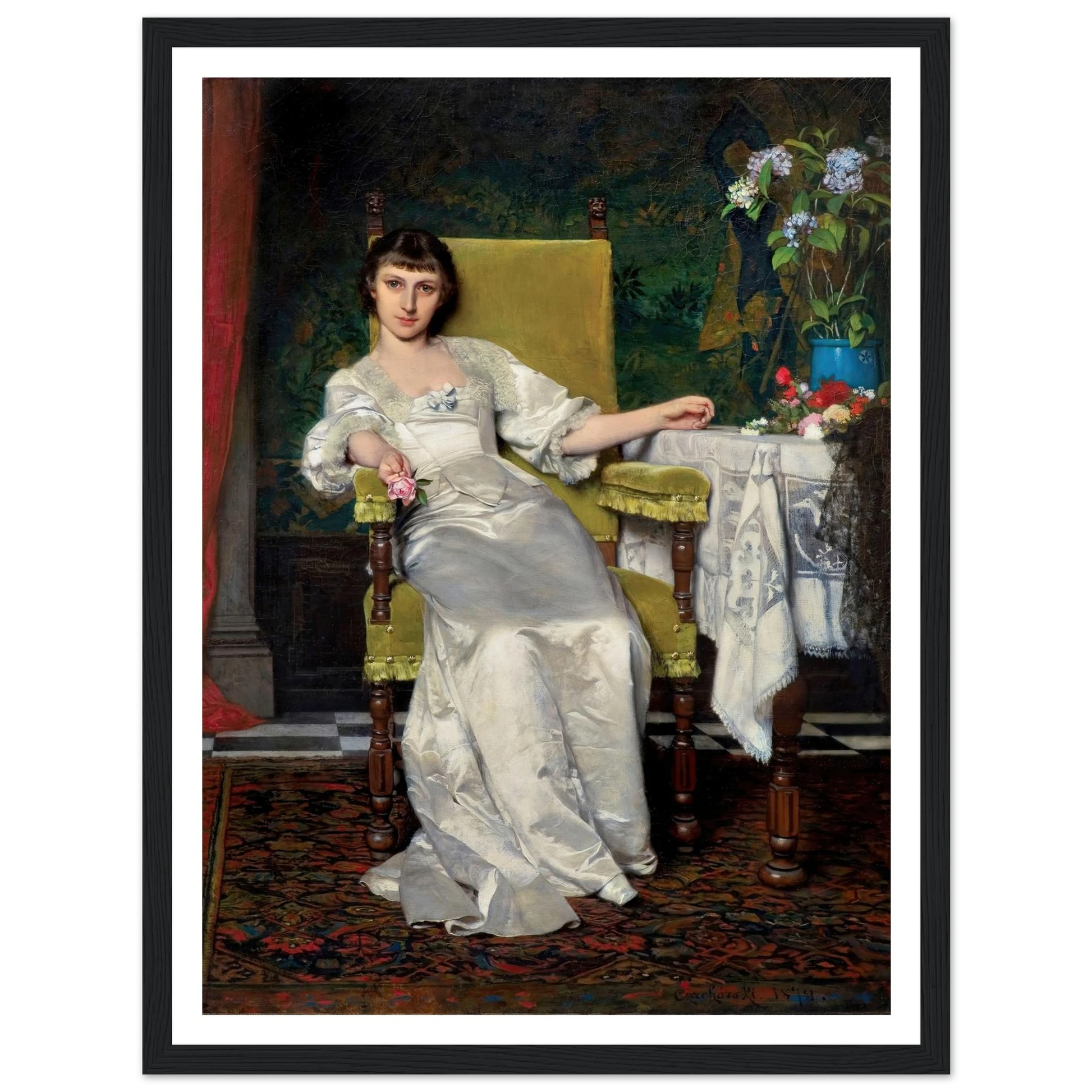 A lady with rose (1879) Art Print | Wladyslaw Czachorski-Quipham Collections