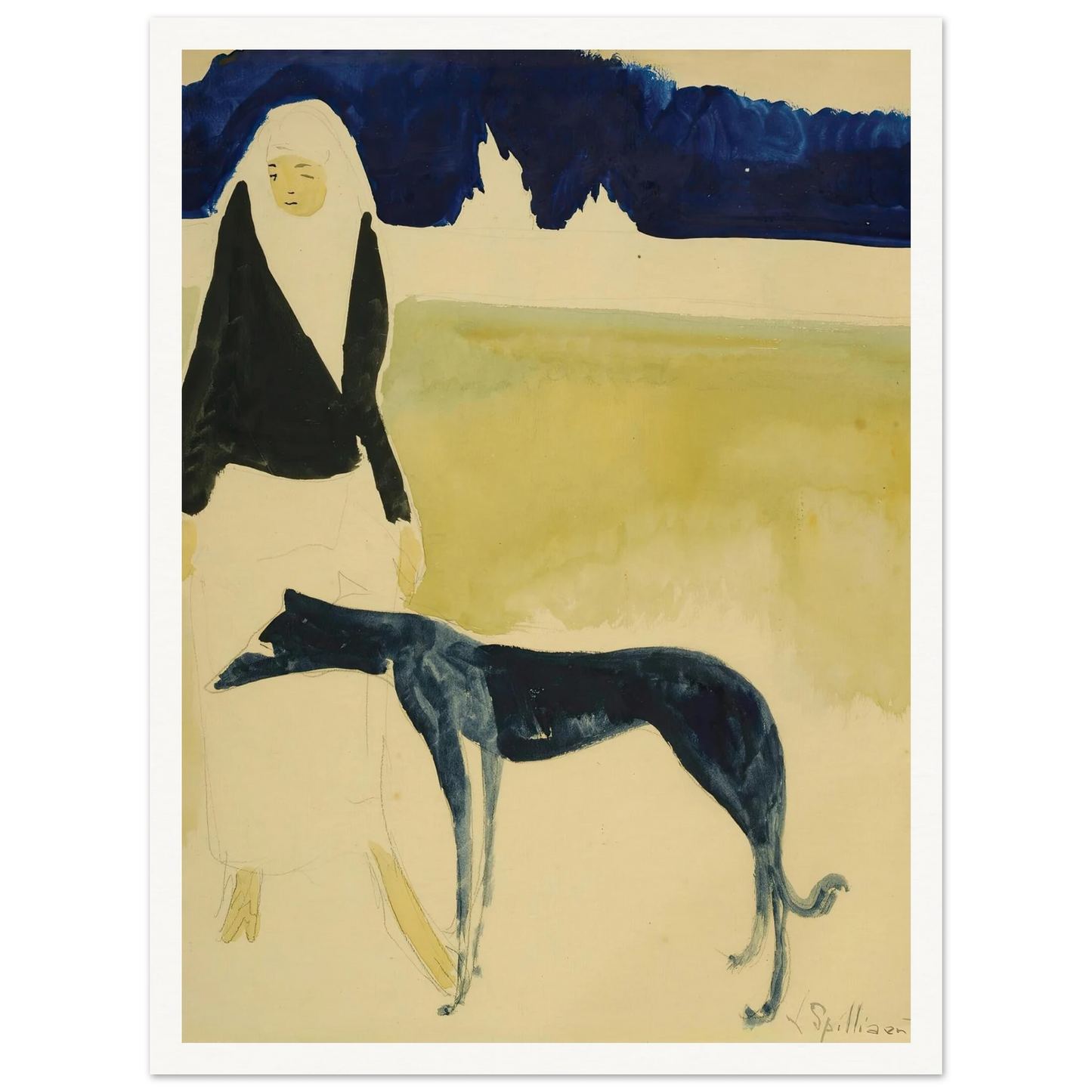Femme Au Lévrier (1917) Art Print | Leon Spilliaert-Quipham Collections