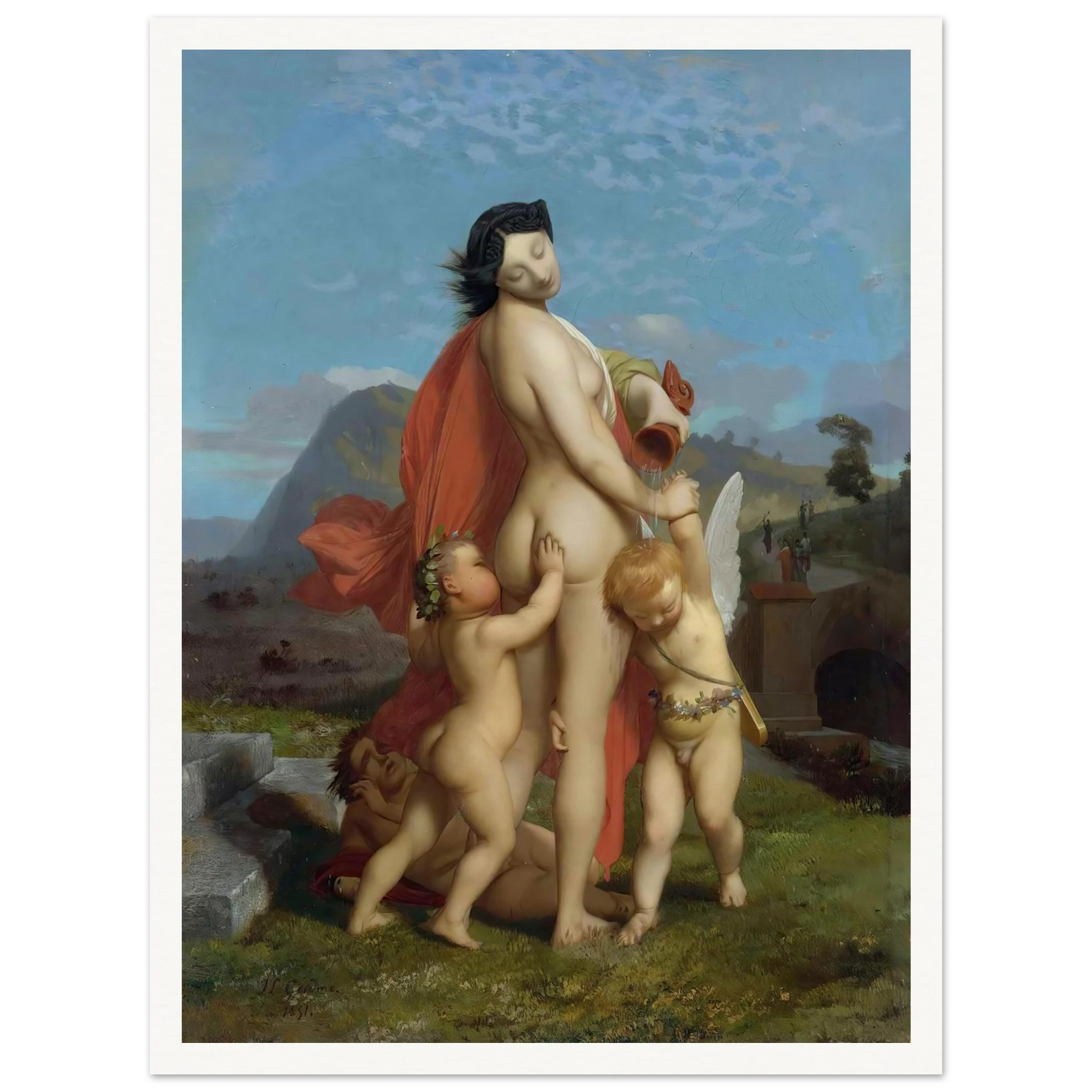 A Young Nymph Teased By Putti (1851) Art Print | Jean Leon Gerome-Quipham Collections