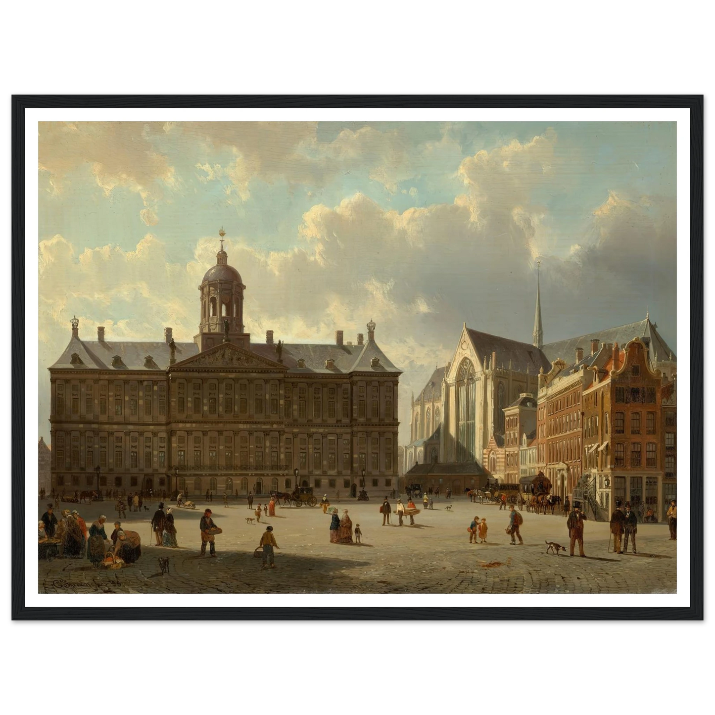 The Royal Palace and the Nieuwe Kerk on the Dam, Amsterdam (1855) Art Print | Cornelis Springer-Quipham Collections