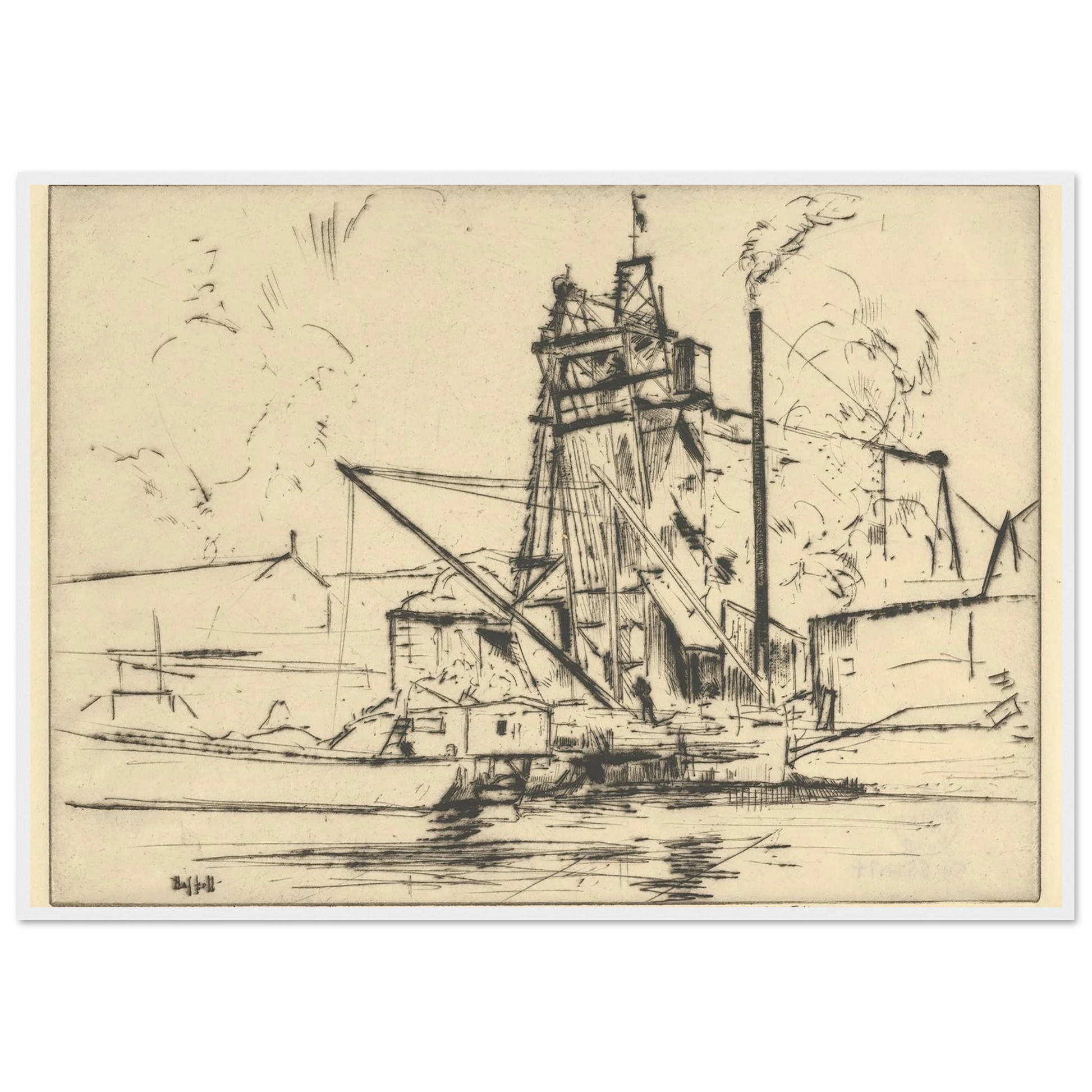 Bridgeport Docks (probably 1918) Art Print | Ernest Haskell-Quipham Collections