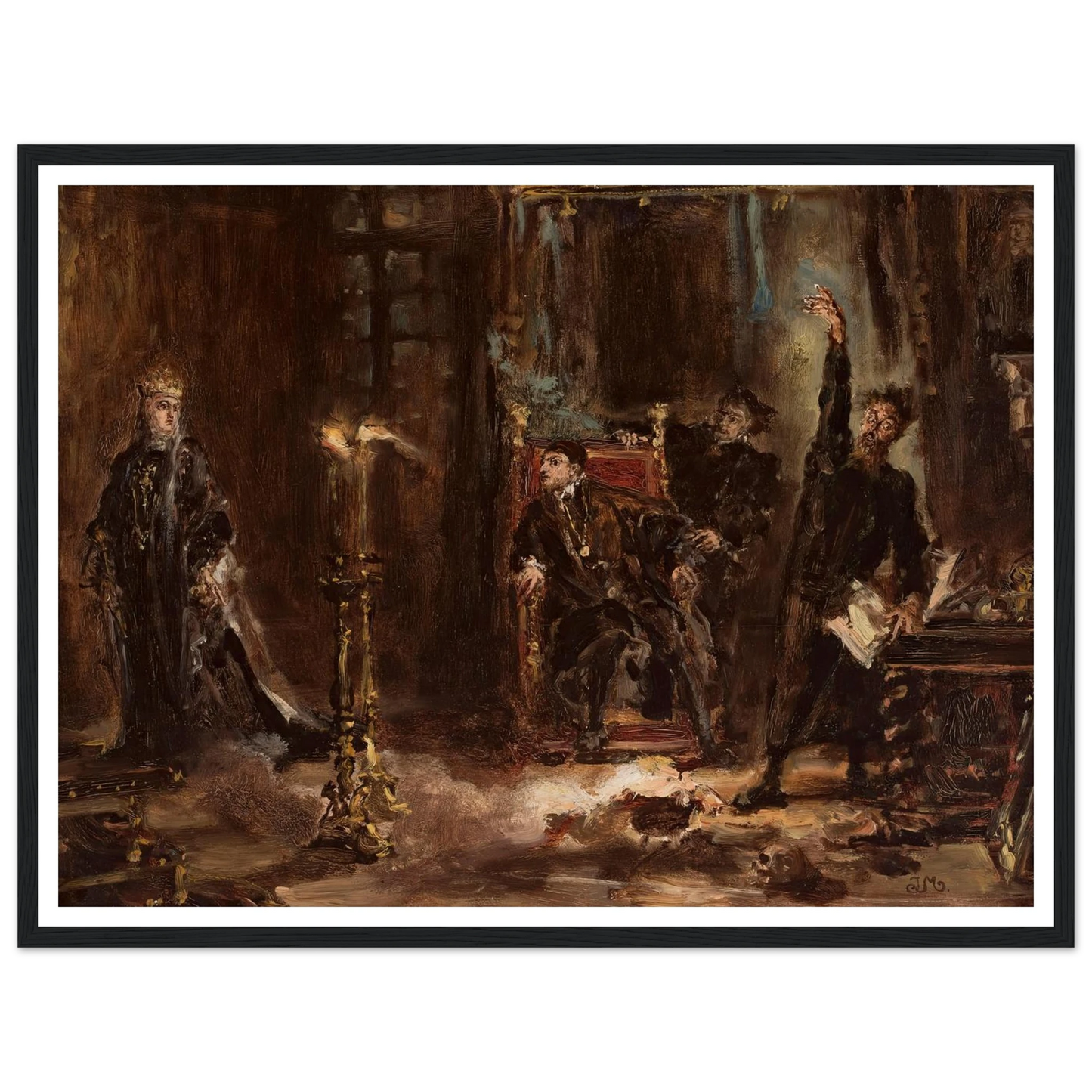 Twardowski conjuring the spirit of Barbara for Sigismund Augustus, sketch (1884) Art Print | Jan Matejko-Quipham Collections