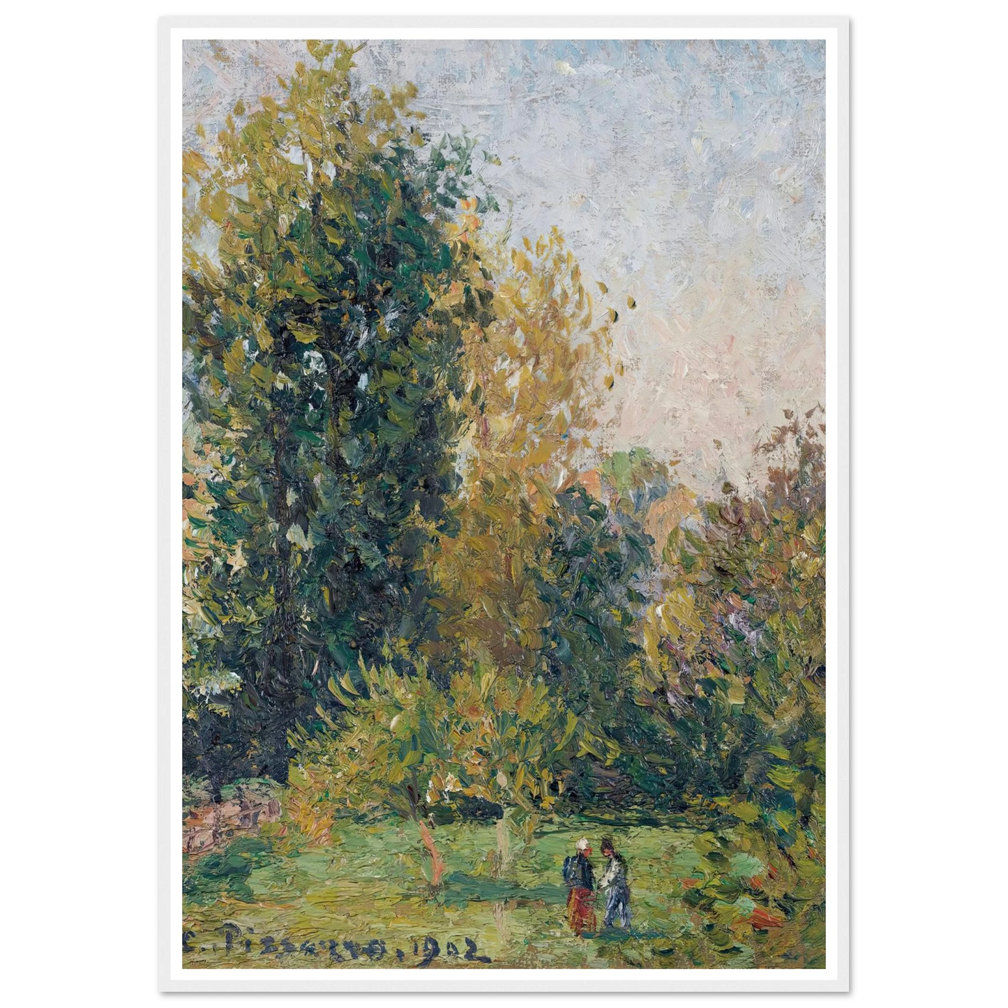 Paysage Avec Deux Personnages, Éragny, Automne (1902) Art Print | Camille Pissarro-Quipham Collections