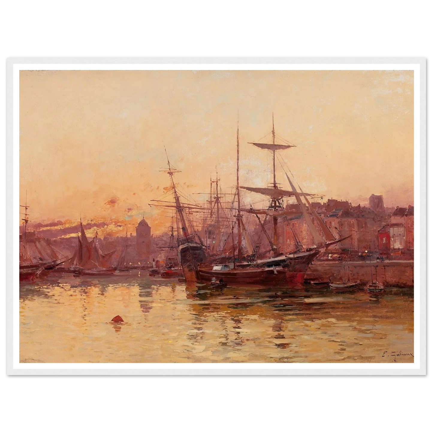 Voiliers à quai en Normandie Art Print | Eugene Galien Laloue-Quipham Collections