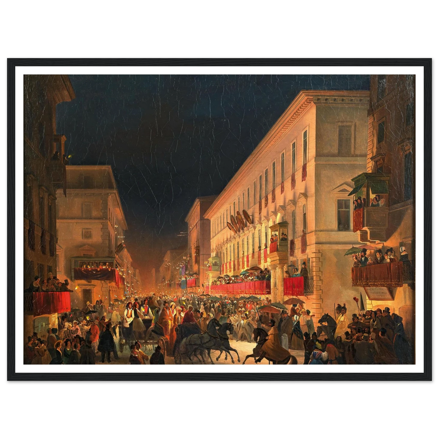 Carnival In Rome, The Feast Of Moccoletti Art Print | Ippolito Caffi-Quipham Collections