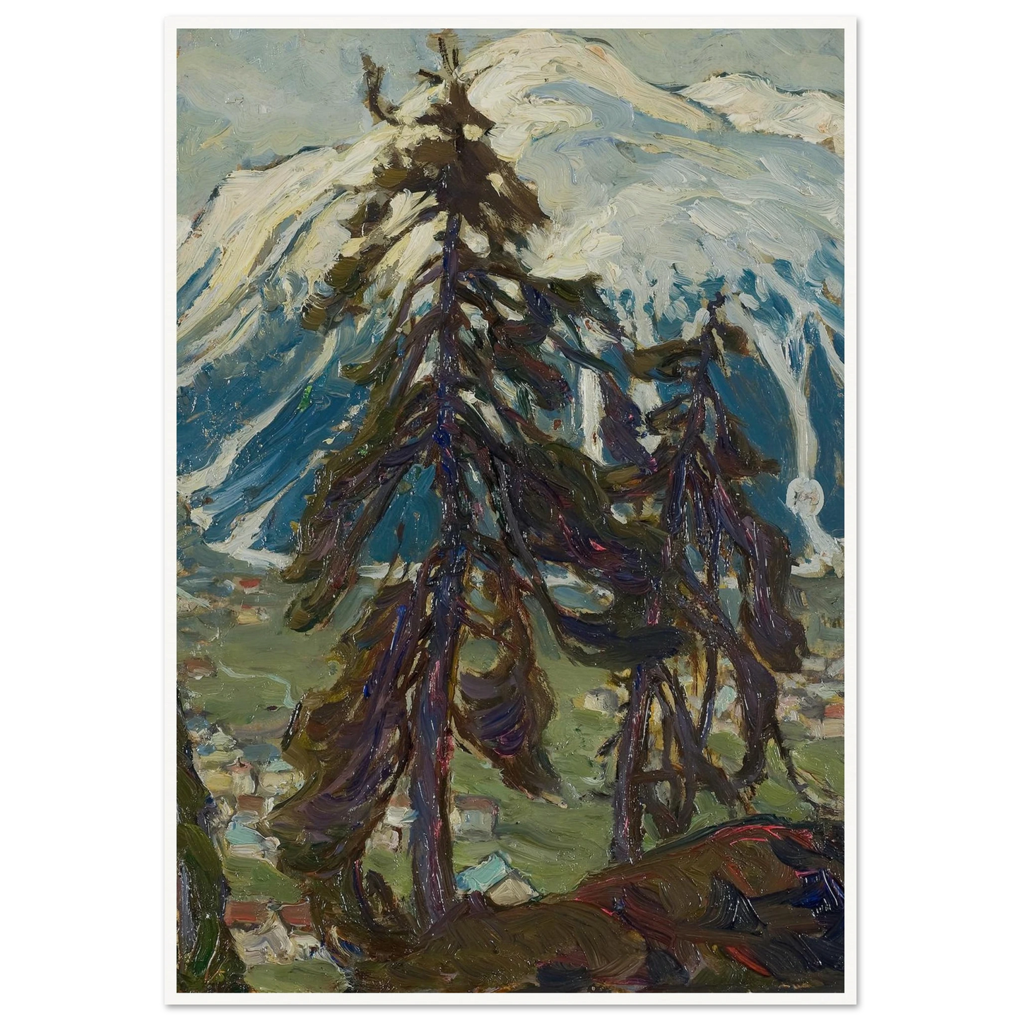 Fir Trees in front of the Mountains. Study from North Norway Art Print | Anna Boberg-Quipham Collections