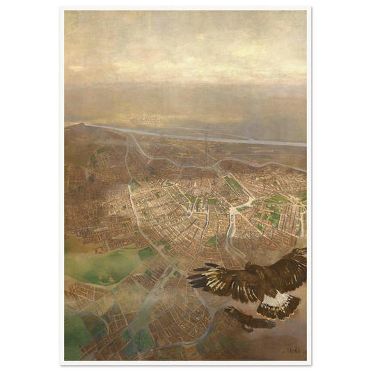 Blick auf Wien aus der Ballonhöhe von 3000m über der Schönbrunner Gloriette (1898) Art Print | Carl Moll-Quipham Collections