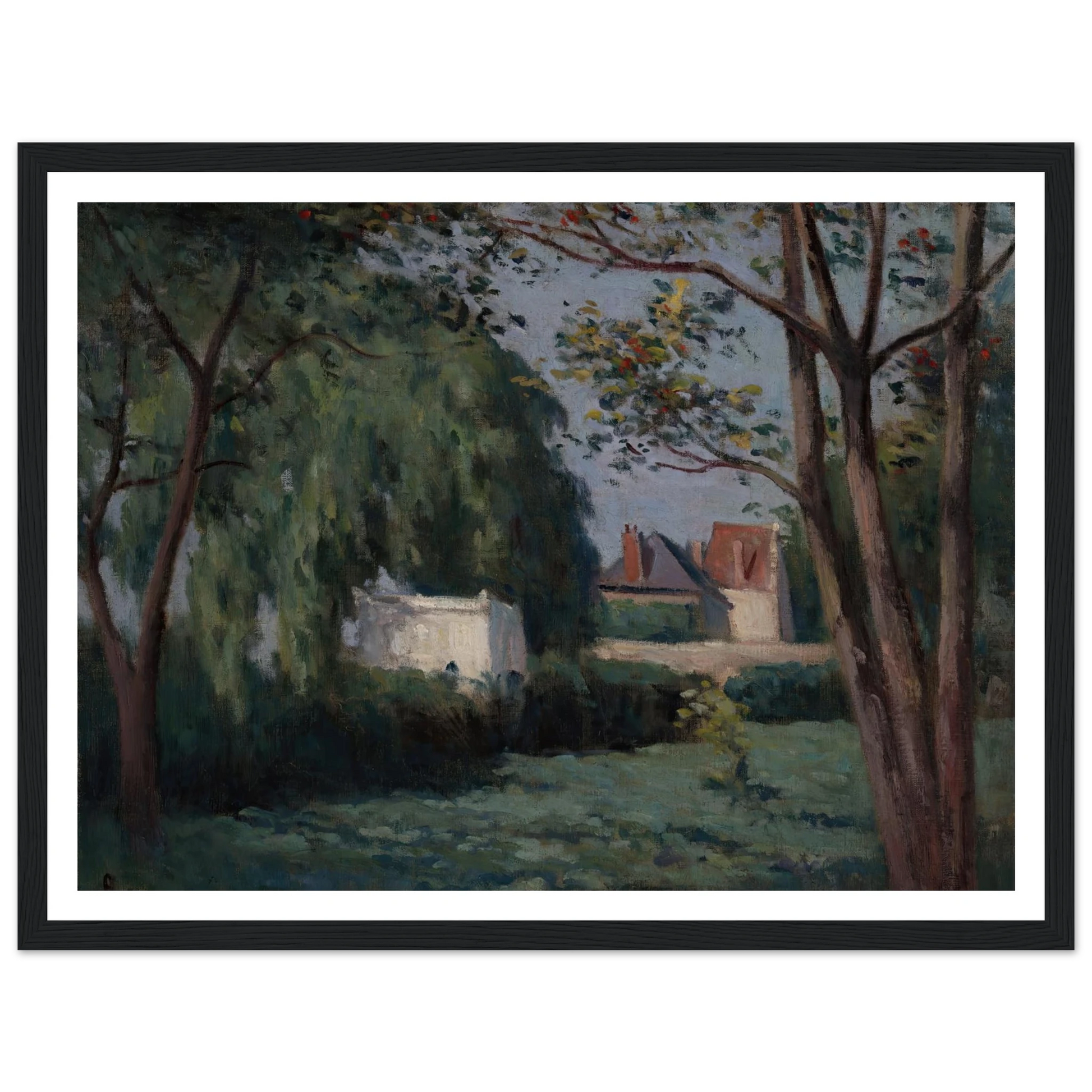 Country Scene with Three Houses and Trees (ca. 1900) Art Print | Maximilien Luce-Quipham Collections