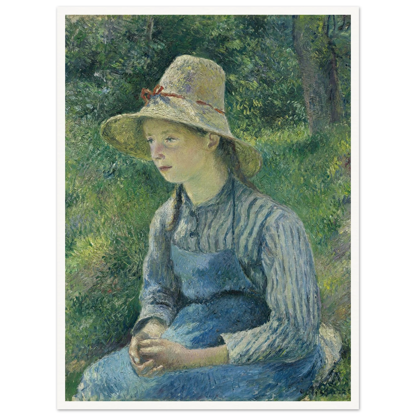 Peasant Girl with a Straw Hat (1881) Art Print | Camille Pissarro-Quipham Collections