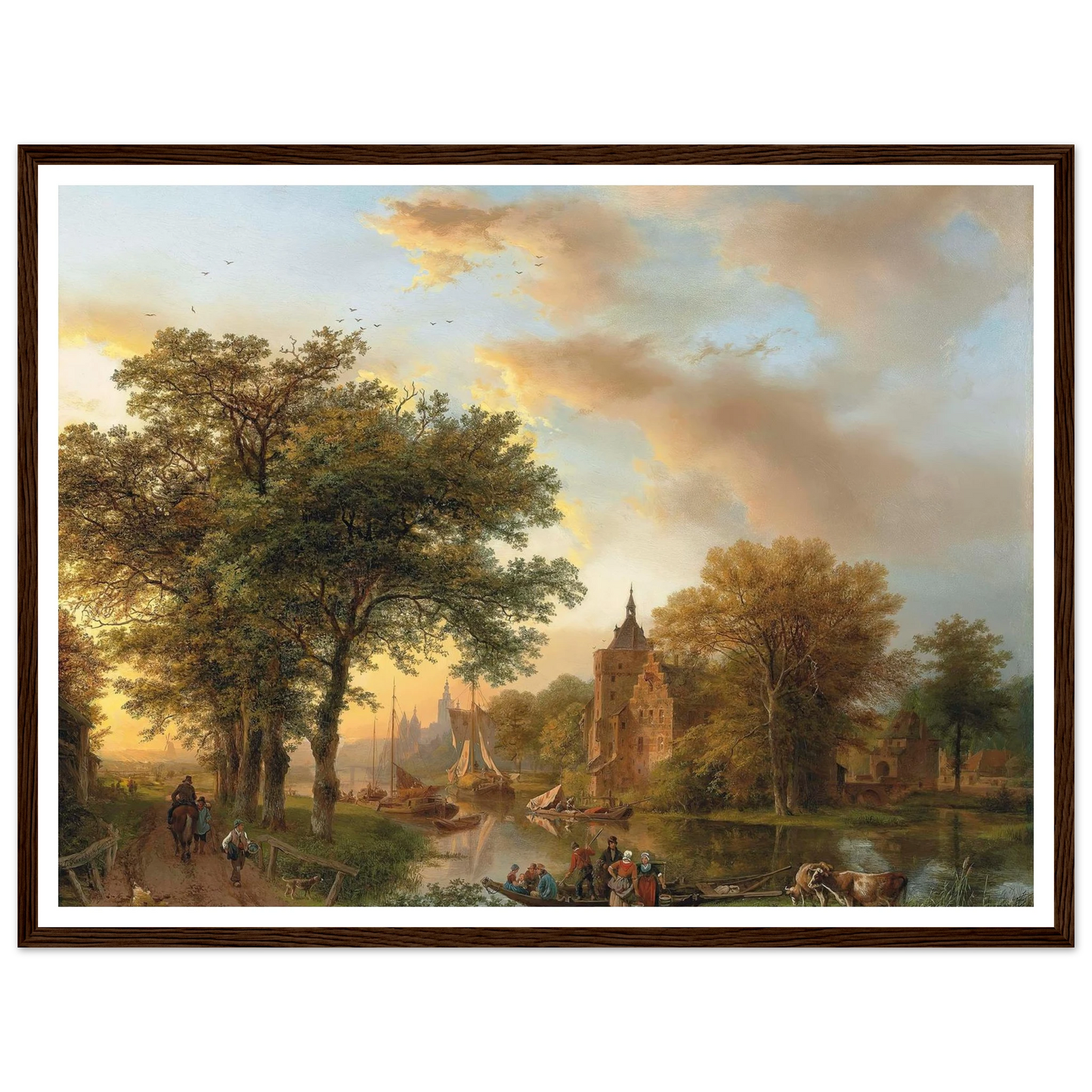 A River Landscape in Holland at Sunset (1852) Art Print | Barend Cornelis Koekkoek-Quipham Collections