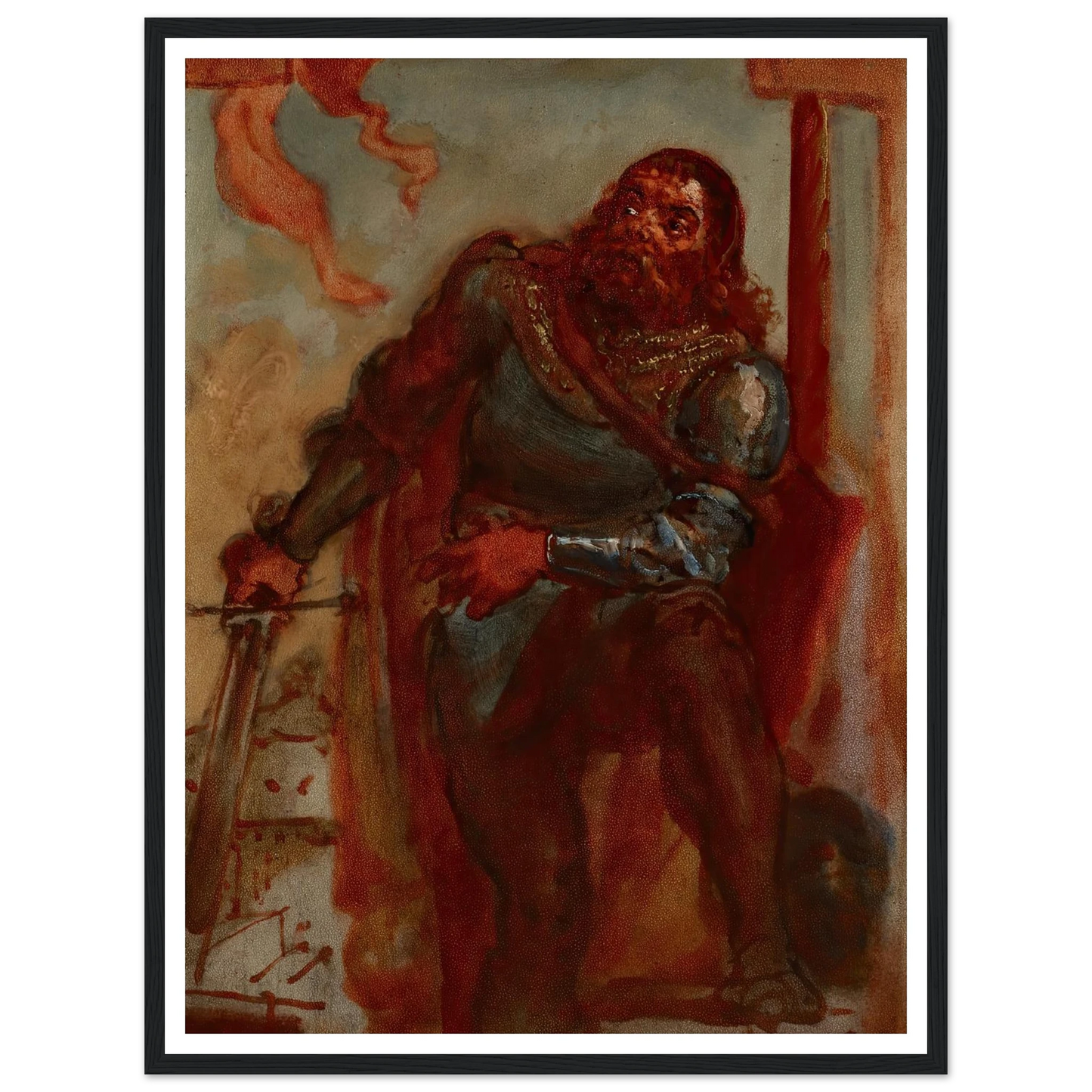 Sketch for the painting ‘Wacław Wilczek during the defence of the Benedictine monastery in Trzebice in Moravia in 1468 against Maciej Korwin’ (1876) Art Print | Jan Matejko-Quipham Collections