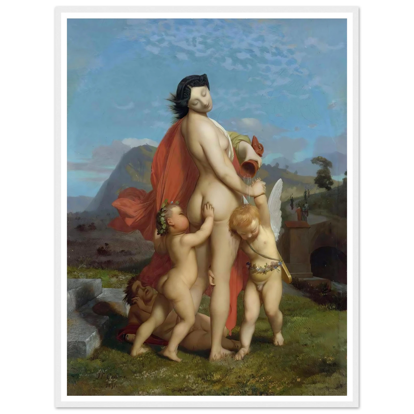 A Young Nymph Teased By Putti (1851) Art Print | Jean Leon Gerome-Quipham Collections