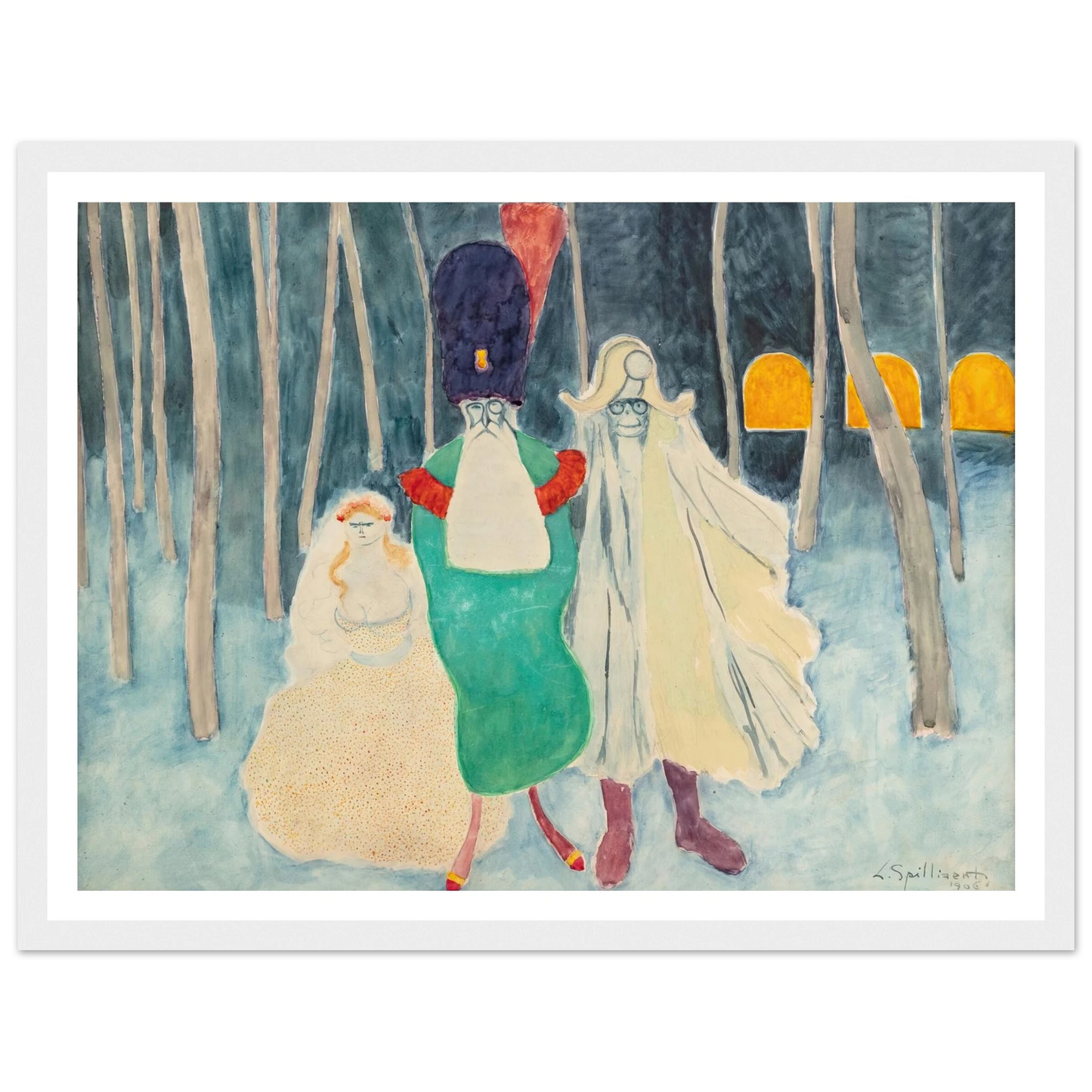 Mascarade. Léopold II, Napoléon et la bouquetière (1906) Art Print | Leon Spilliaert-Quipham Collections
