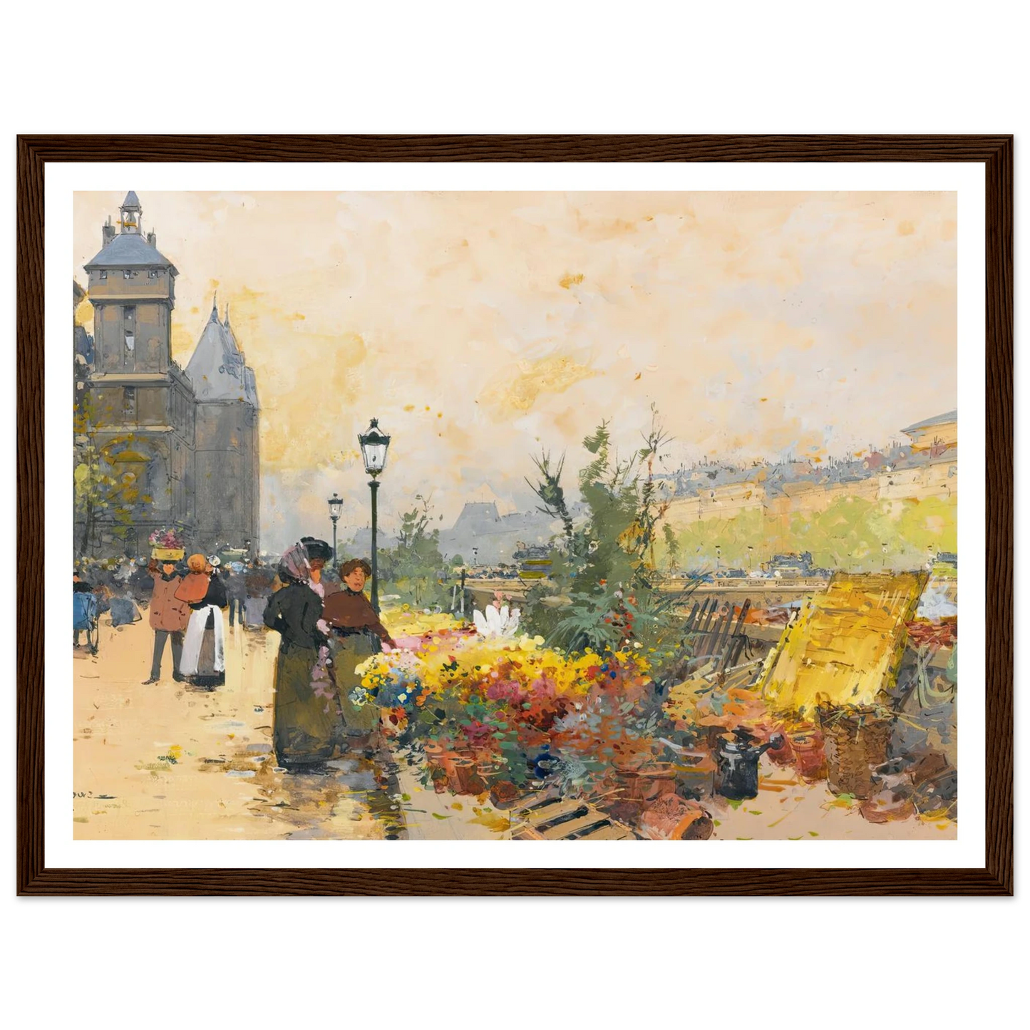 Le Marché Des Fleurs À La Cité Art Print | Eugene Galien Laloue-Quipham Collections
