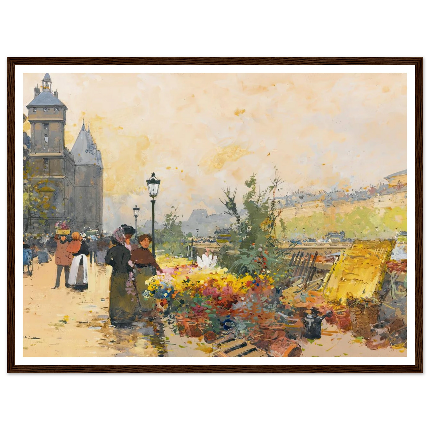 Le Marché Des Fleurs À La Cité Art Print | Eugene Galien Laloue-Quipham Collections