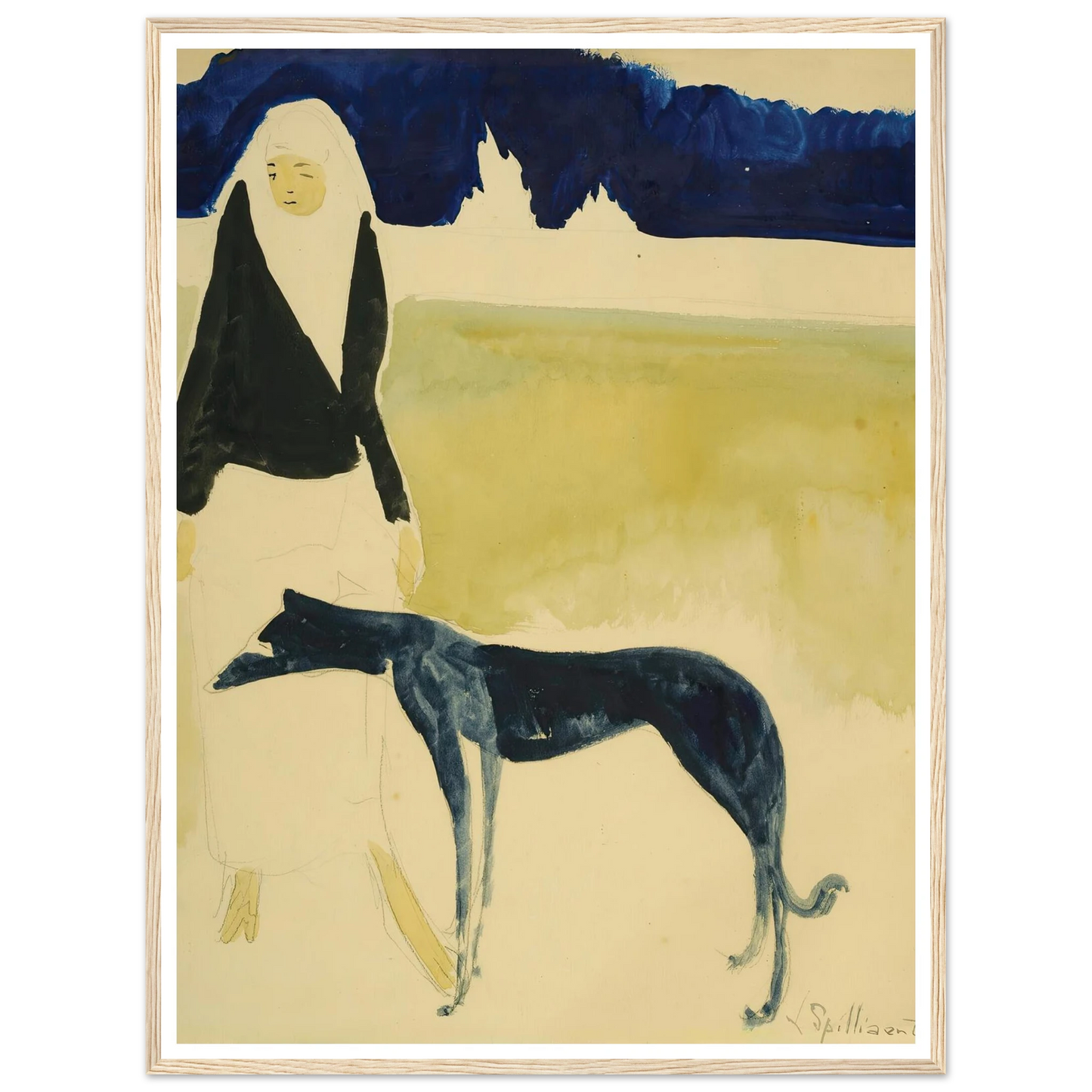 Femme Au Lévrier (1917) Art Print | Leon Spilliaert-Quipham Collections