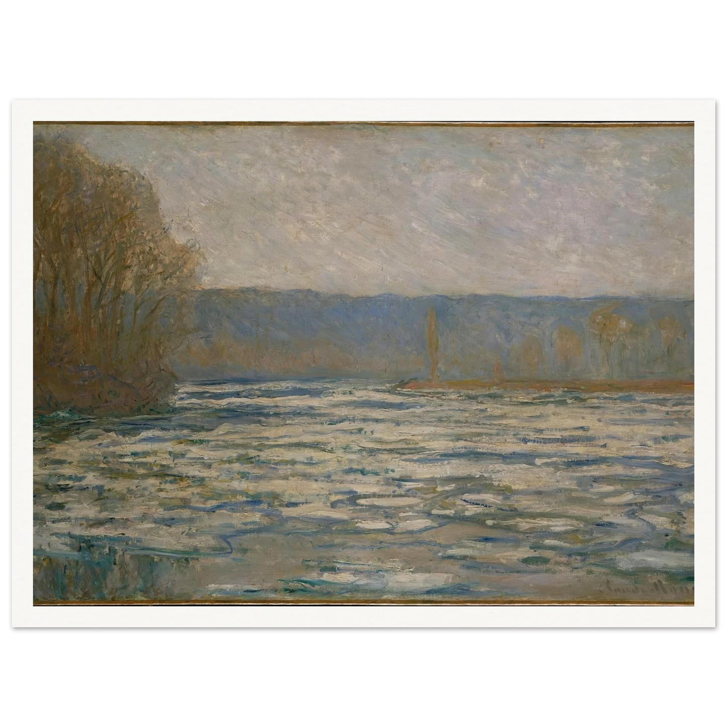 Ice breaking up on the Seine near Bennecourt (1893) Art Print | Claude Monet-Quipham Collections