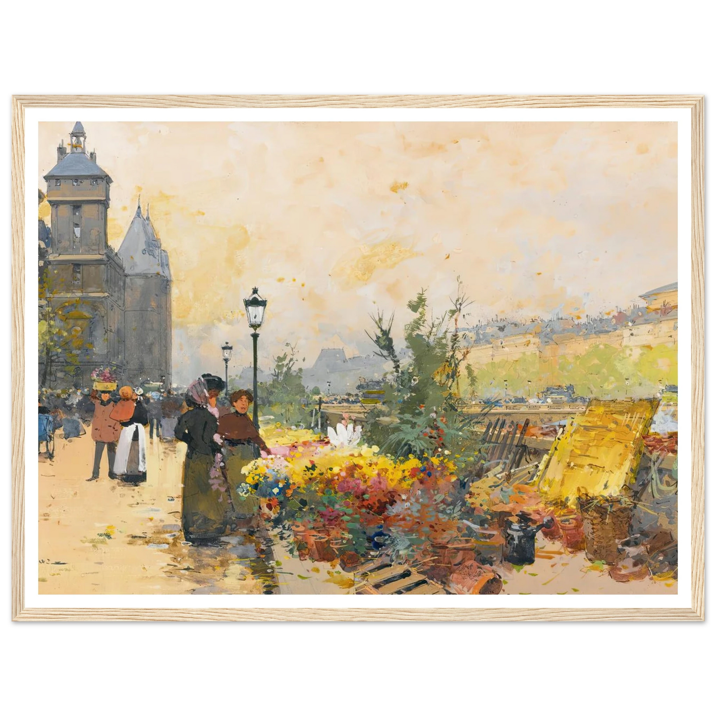 Le Marché Des Fleurs À La Cité Art Print | Eugene Galien Laloue-Quipham Collections