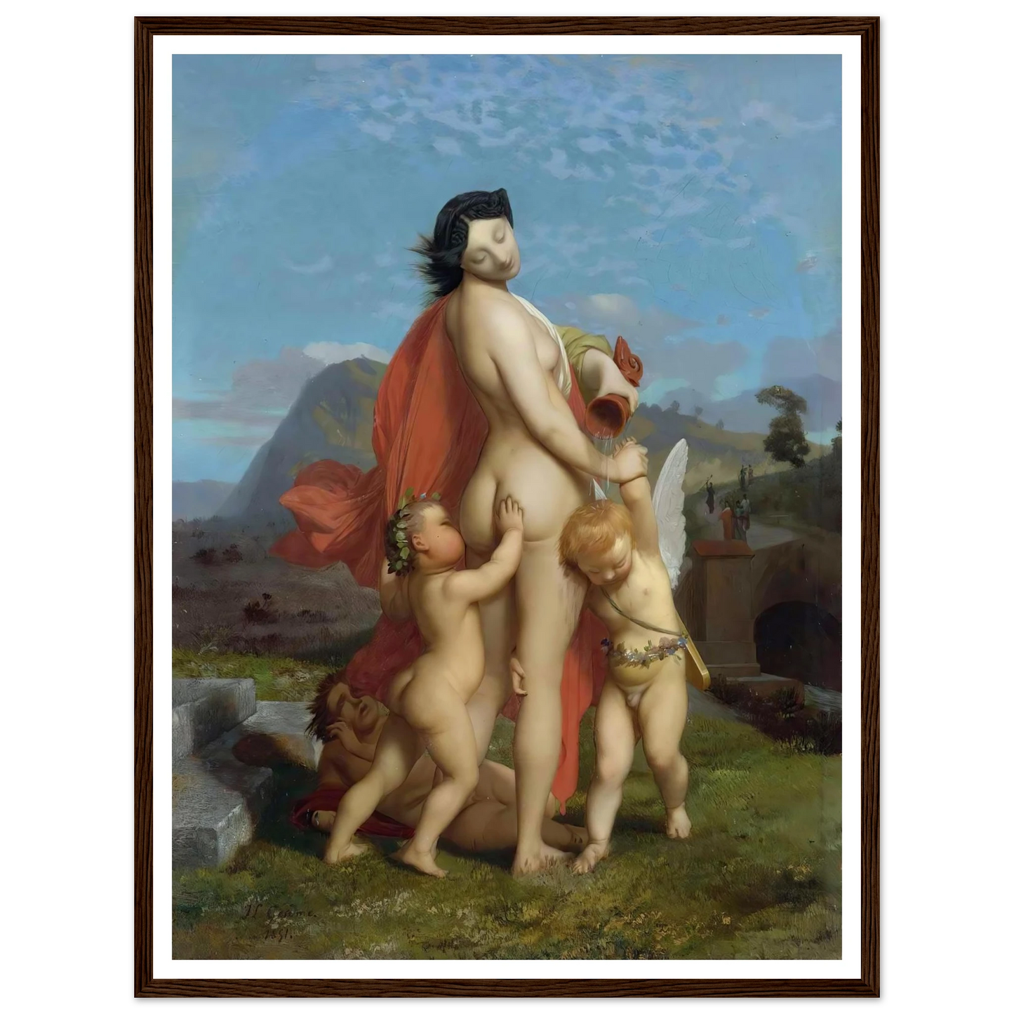 A Young Nymph Teased By Putti (1851) Art Print | Jean Leon Gerome-Quipham Collections