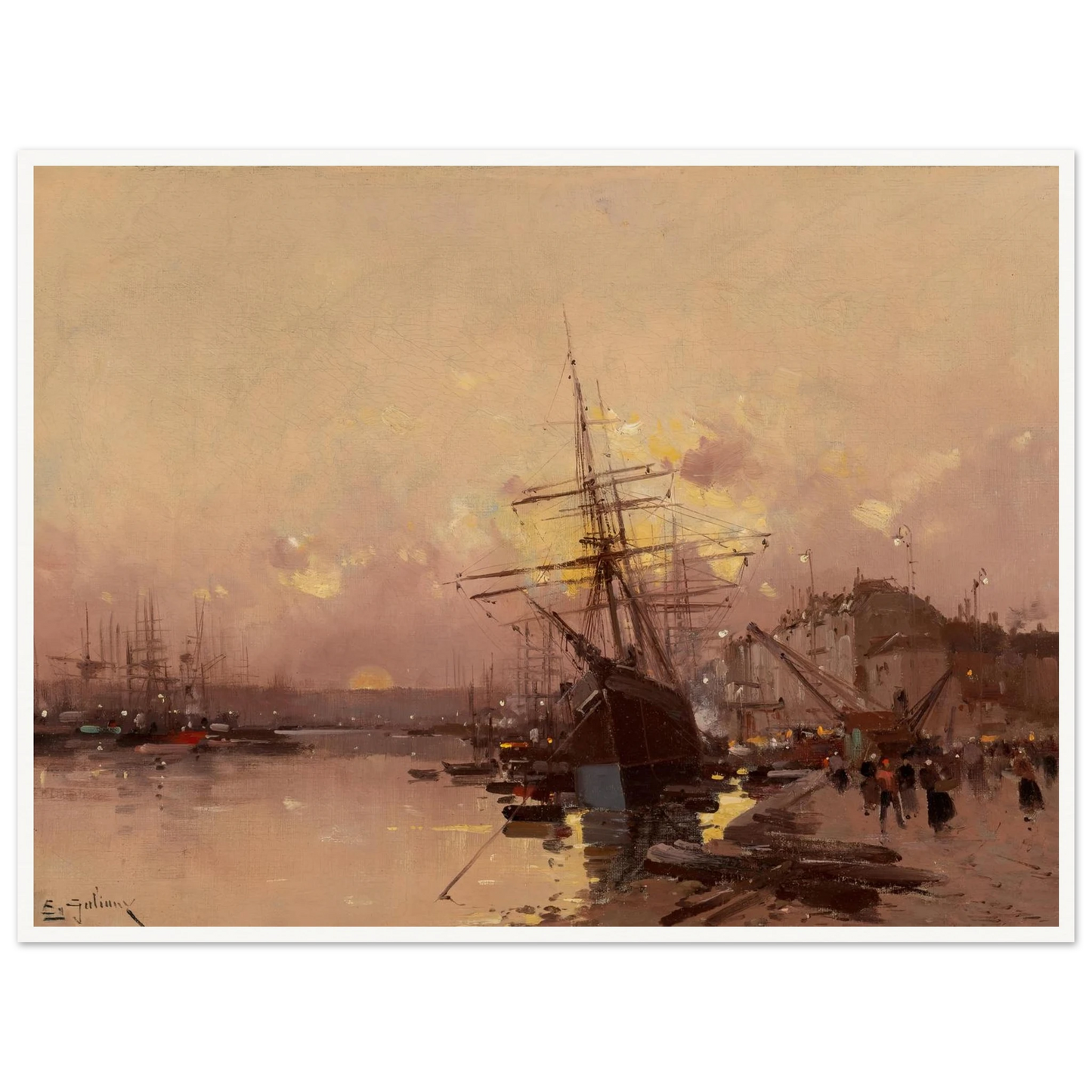 Port Breton au crépuscule Art Print | Eugene Galien Laloue-Quipham Collections