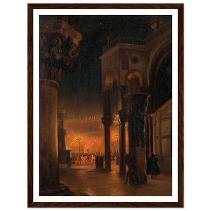 Karneval am Markusplatz in Venedig bei Nacht (1887) Art Print | Josef Hoffmann-Quipham Collections