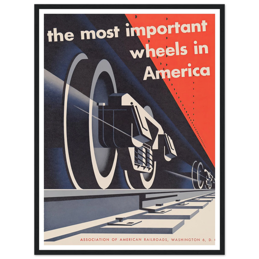 The most important wheels in America (1952) Art Print | Joseph Binder - Framed Poster - 30x40 cm / 12x16″ - Black frame