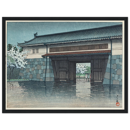 Sakuradamon no harusame (Spring rain at Sakurada Gate) (1952) Art Print | Kawase Hasui-Quipham Collections