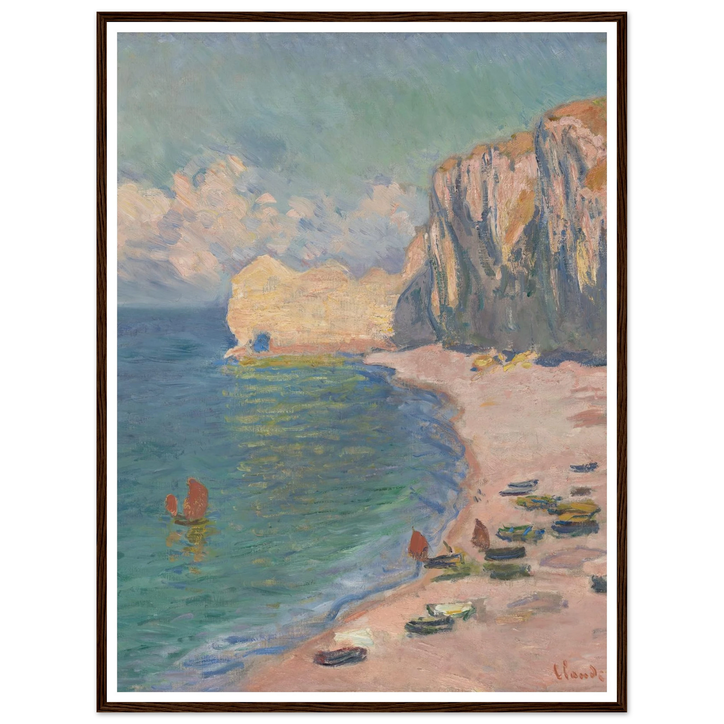 Étretat, The Beach and the Falaise d’Amont (1885) Art Print | Claude Monet-Quipham Collections