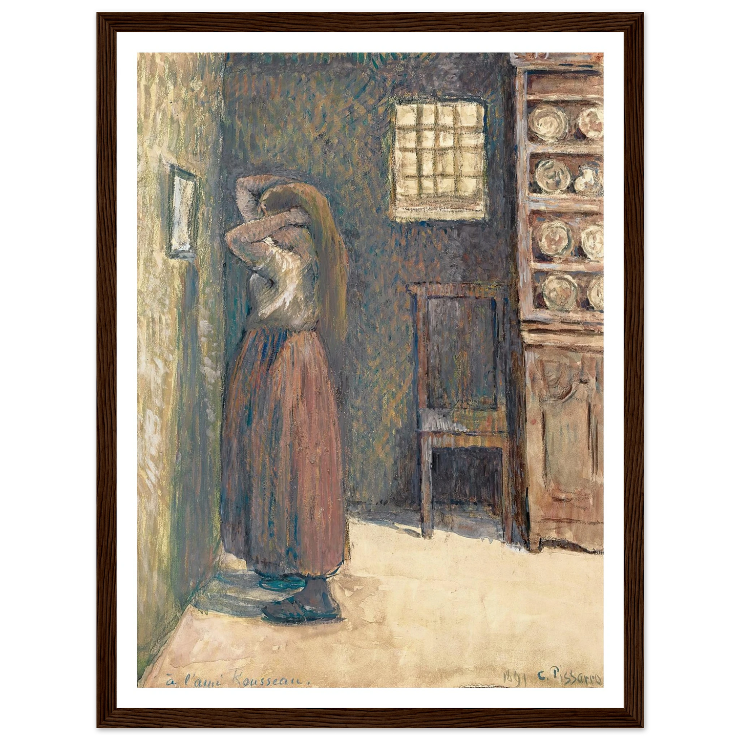 Jeune Paysanne Se Coiffant (1891) Art Print | Camille Pissarro-Quipham Collections