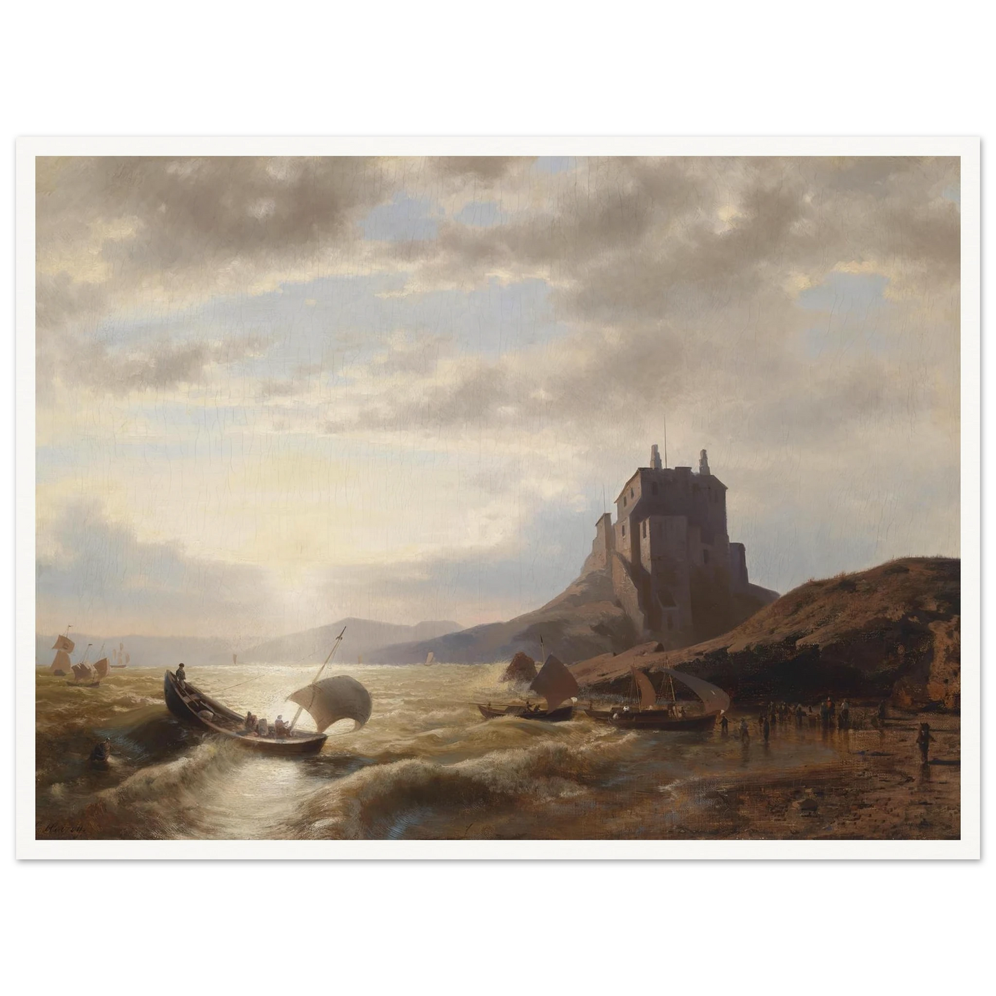 Küstenlandschaft mit Fischern Art Print | Hermann Ottomar Herzog-Quipham Collections