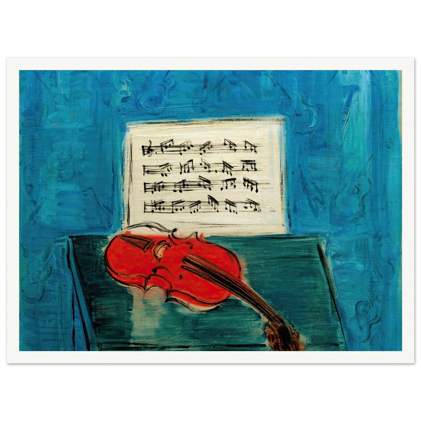 Violon rouge sur fond bleu (1946) Art Print | Raoul Dufy-Quipham Collections