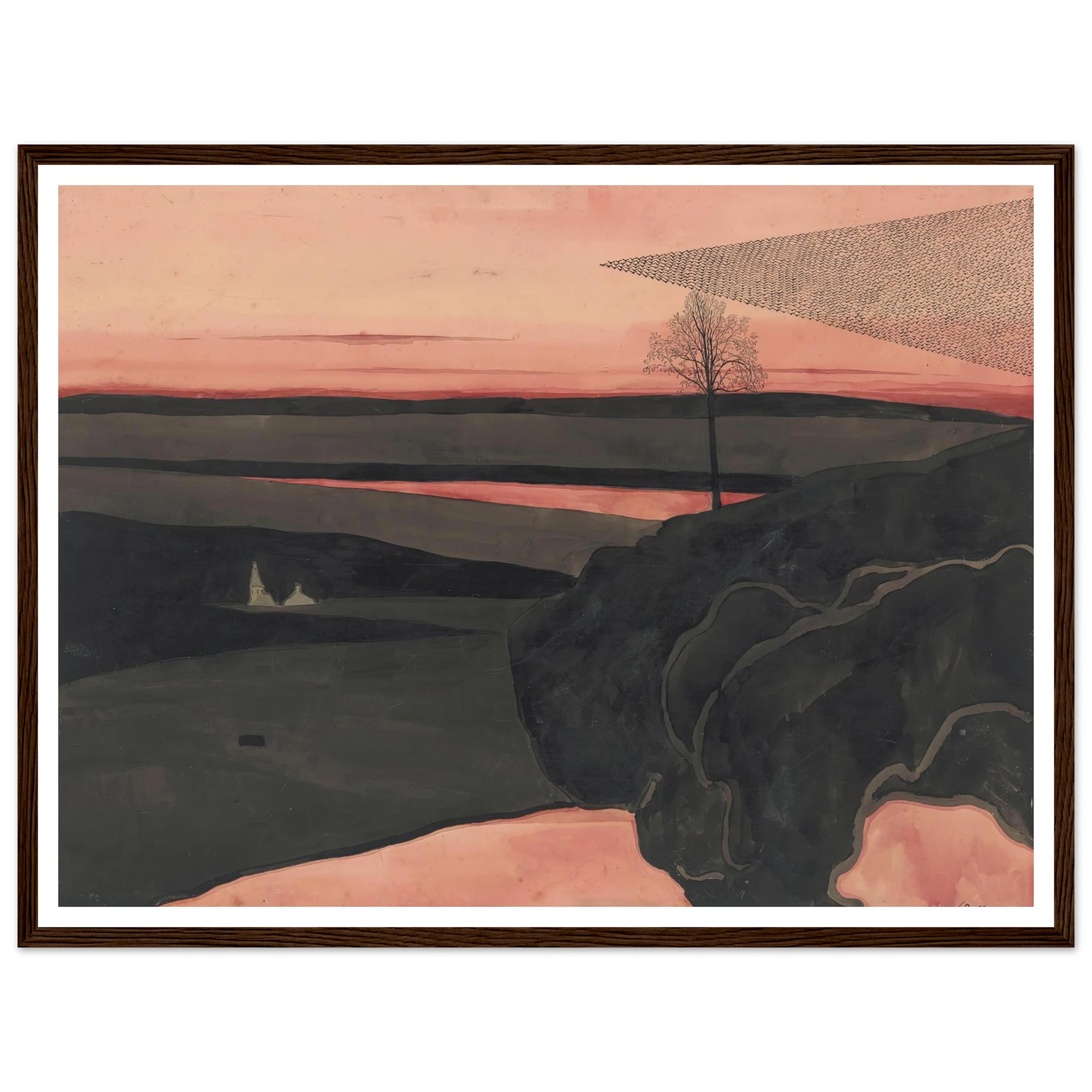 Landscape under a Red Evening Glow with Migratory Birds (1919) Art Print | Leon Spilliaert-Quipham Collections