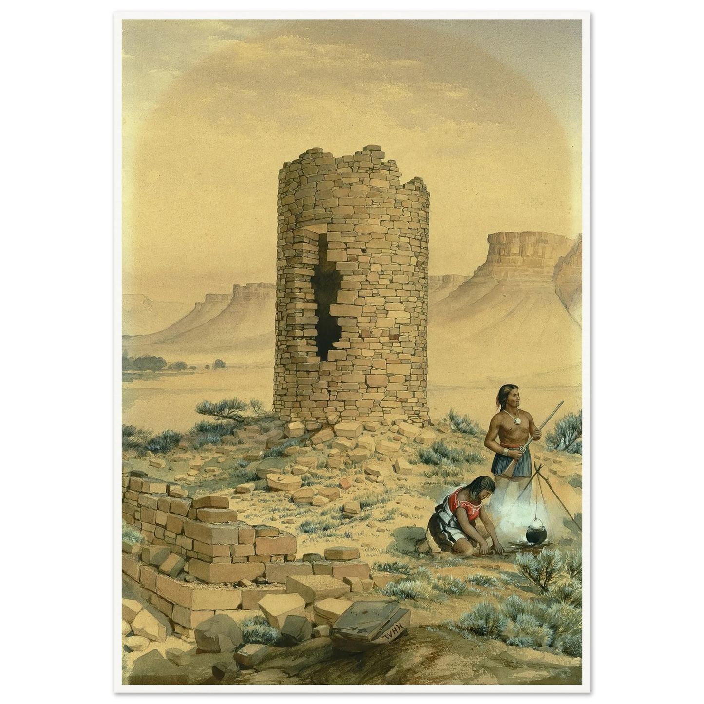 Ancient Stone Round Tower (1875) Art Print | William Henry Holmes-Quipham Collections