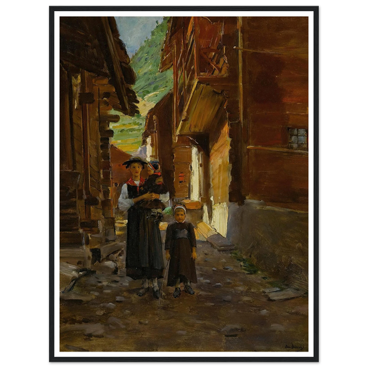 Jeune Femme Et Enfants Dans Un Paysage De Montagne Art Print | Jean Beraud-Quipham Collections