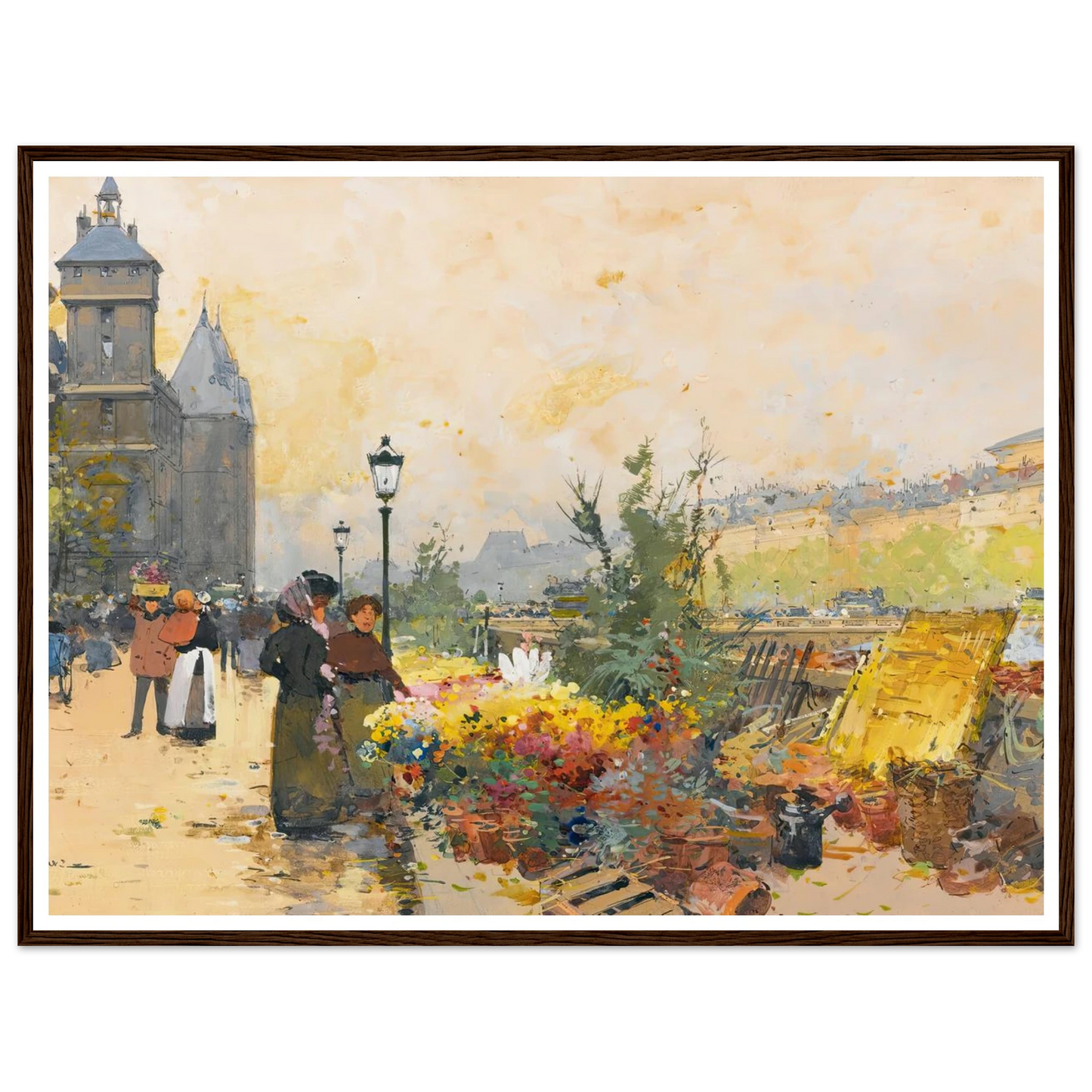Le Marché Des Fleurs À La Cité Art Print | Eugene Galien Laloue-Quipham Collections