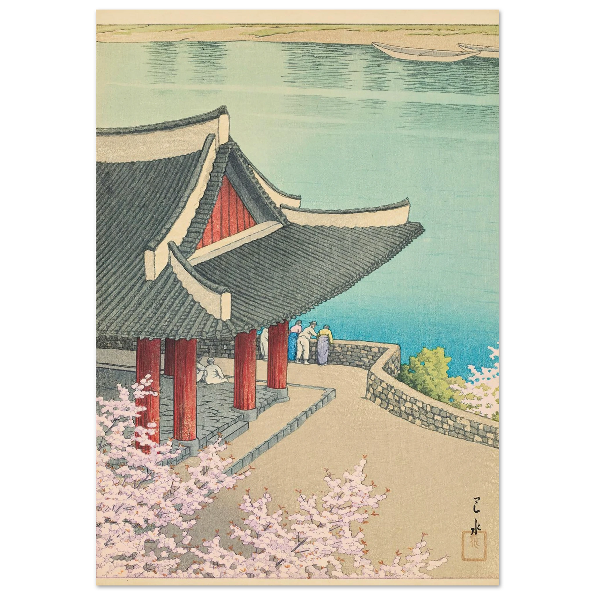 Heijo no haru, Botandai Fusekiro (Spring at Pubyong Pavilion, Modan Viewpoint, Pyongyang) (1939) Art Print | Kawase Hasui-Quipham Collections